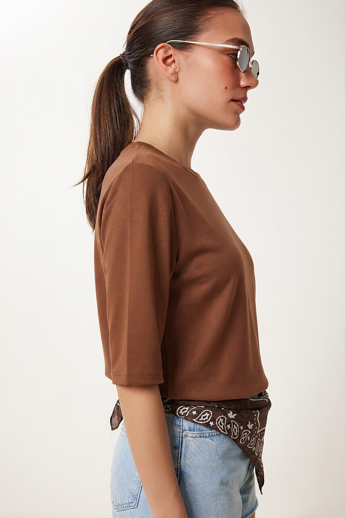 Vatkalı İnterlok Tshirt KAKAO LUS0085