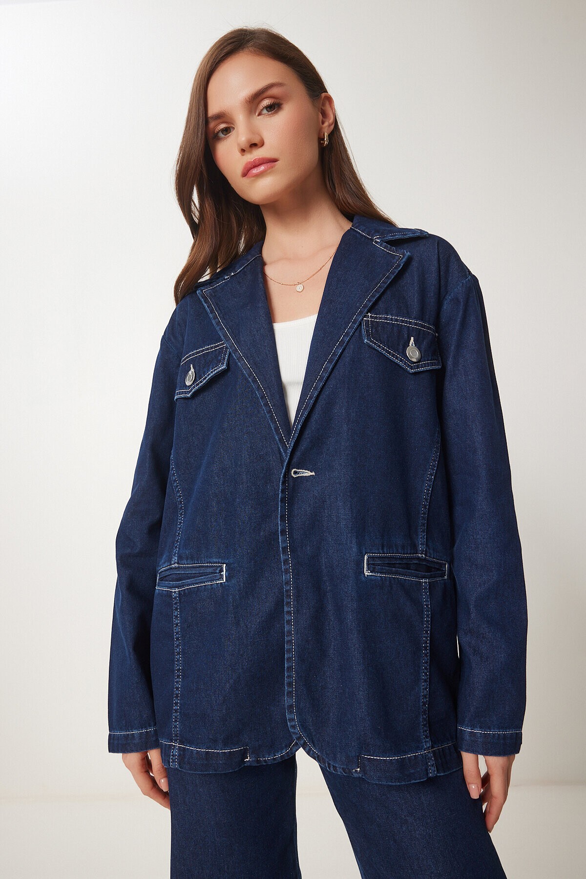 Denim Ceket Pantolon Takım KOYU MAVİ LLC0001