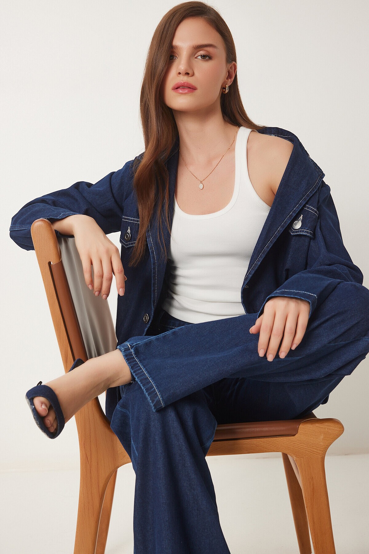 Denim Ceket Pantolon Takım KOYU MAVİ LLC0001