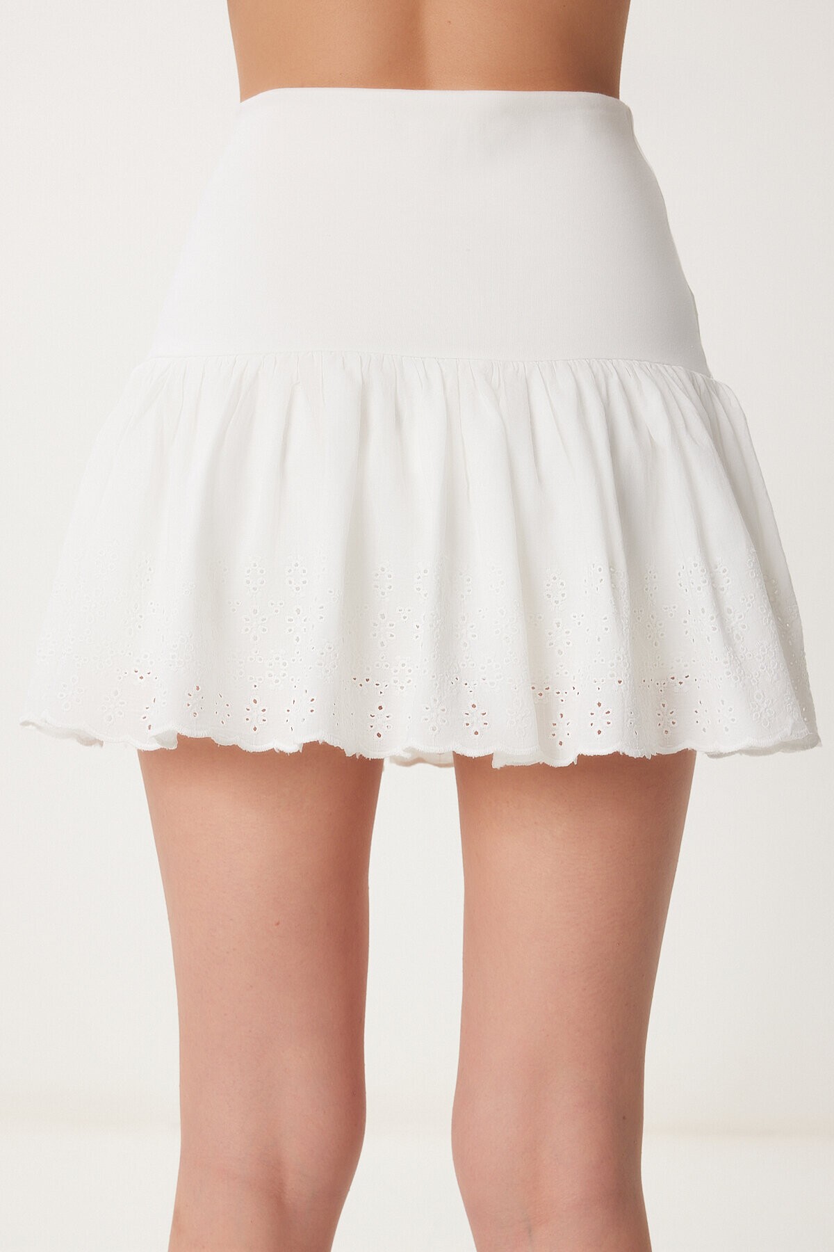 Fistolu Örme Mini Şort Etek KEMİK LNJ0024