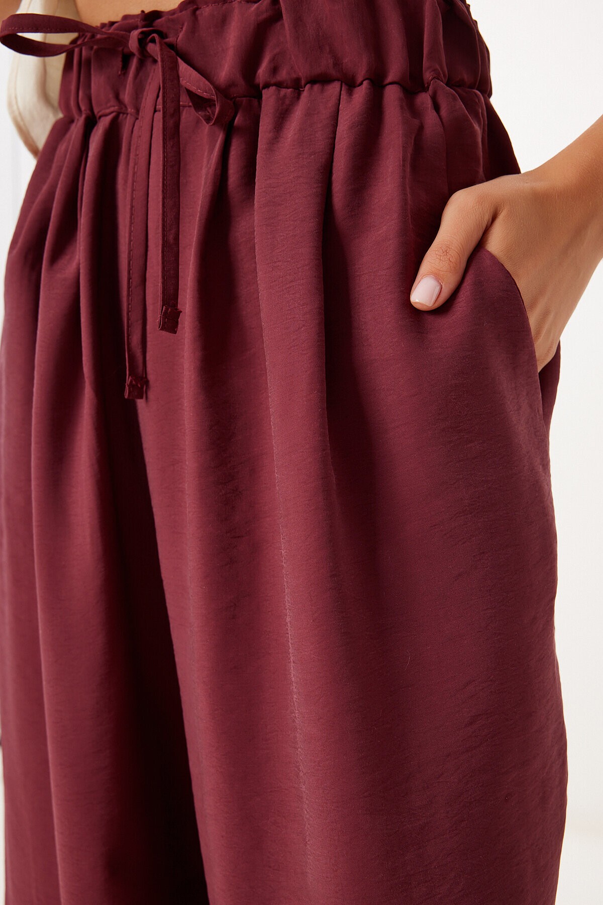 Geniş Paça Rahat Modal Pantolon BORDO LMX0090