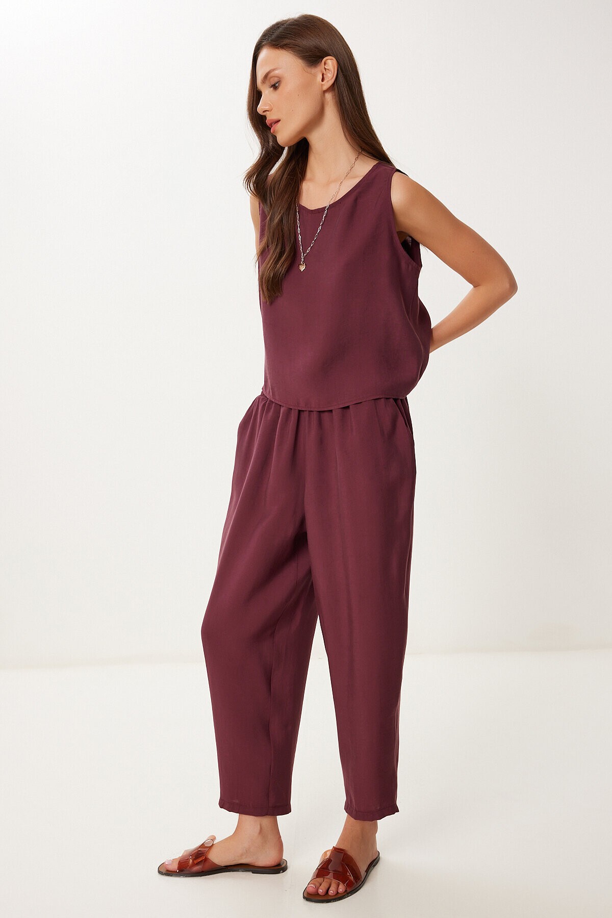 Kolsuz Bluz Pantolon Takım BORDO LMC0058