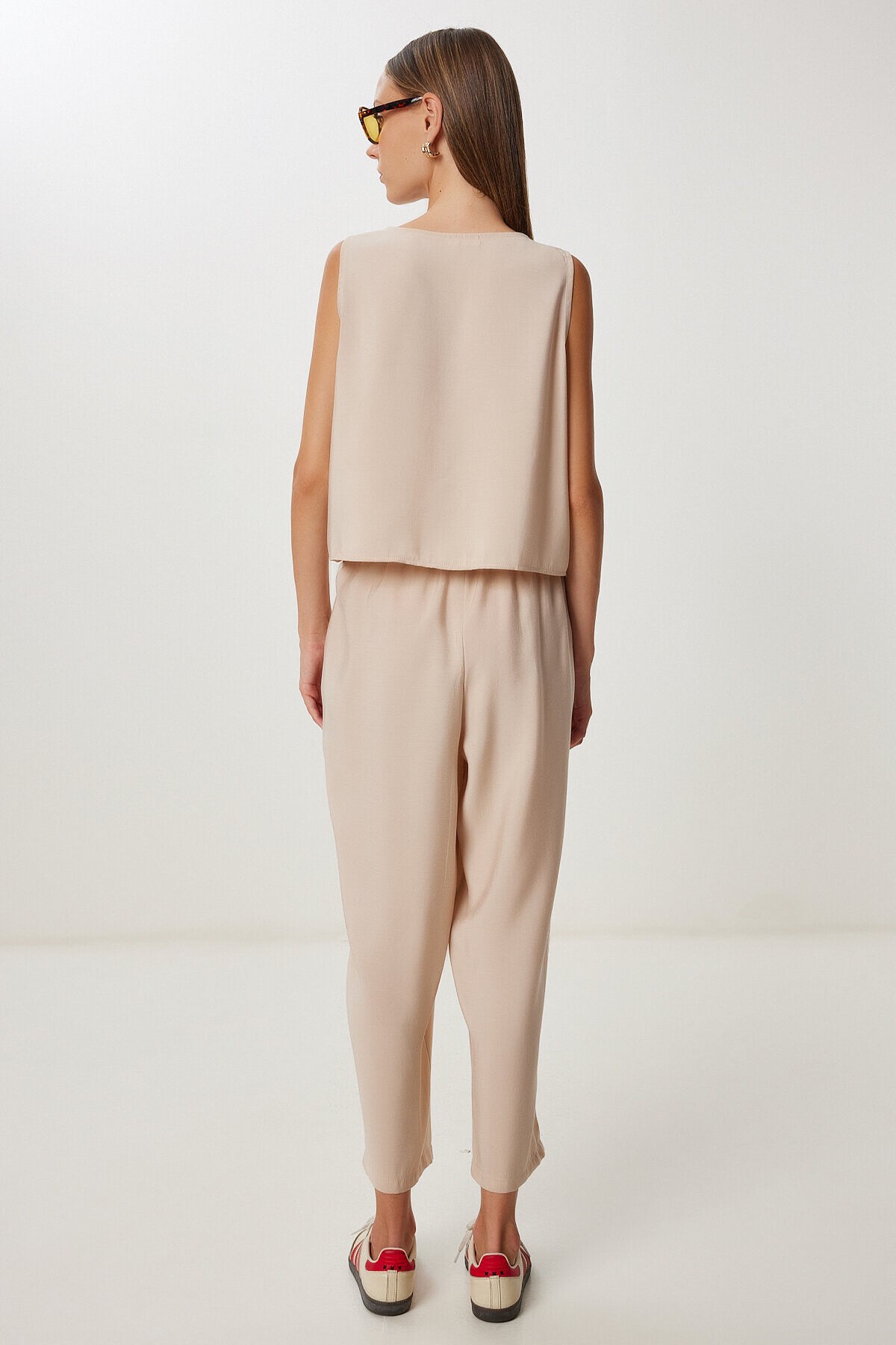 Kolsuz Bluz Pantolon Takım KOYU KREM LMC0058