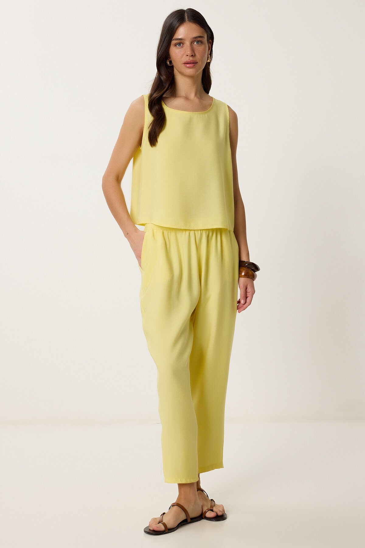 Kolsuz Bluz Pantolon Takım SARI LMC0058
