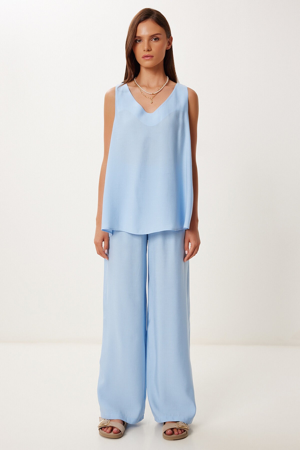 Modal Bluz Pantolon Takım GÖK MAVİ LMC0059