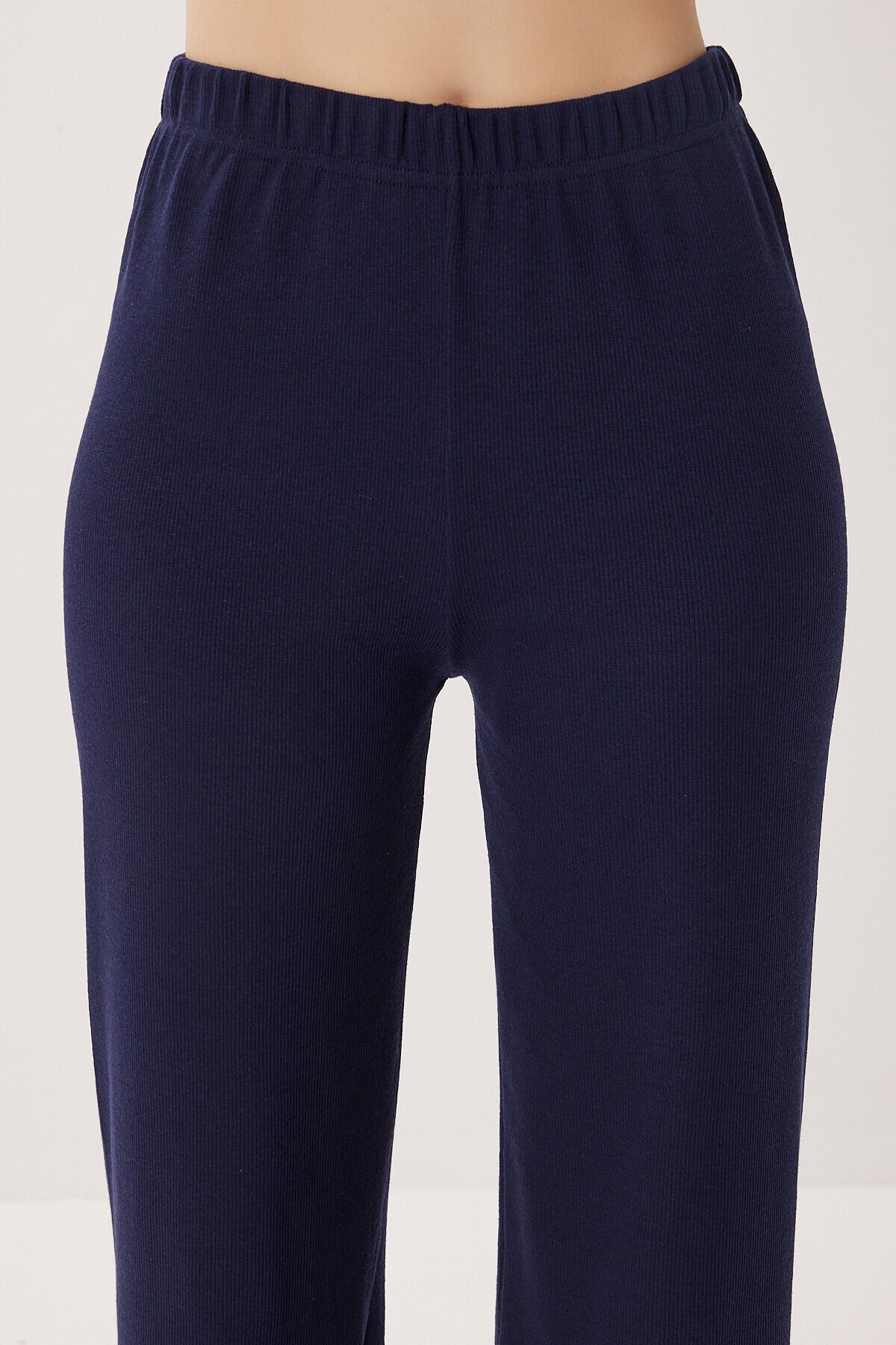 Askılı Crop Fitilli Örme Pijama Takımı LACİVERT LRN0018