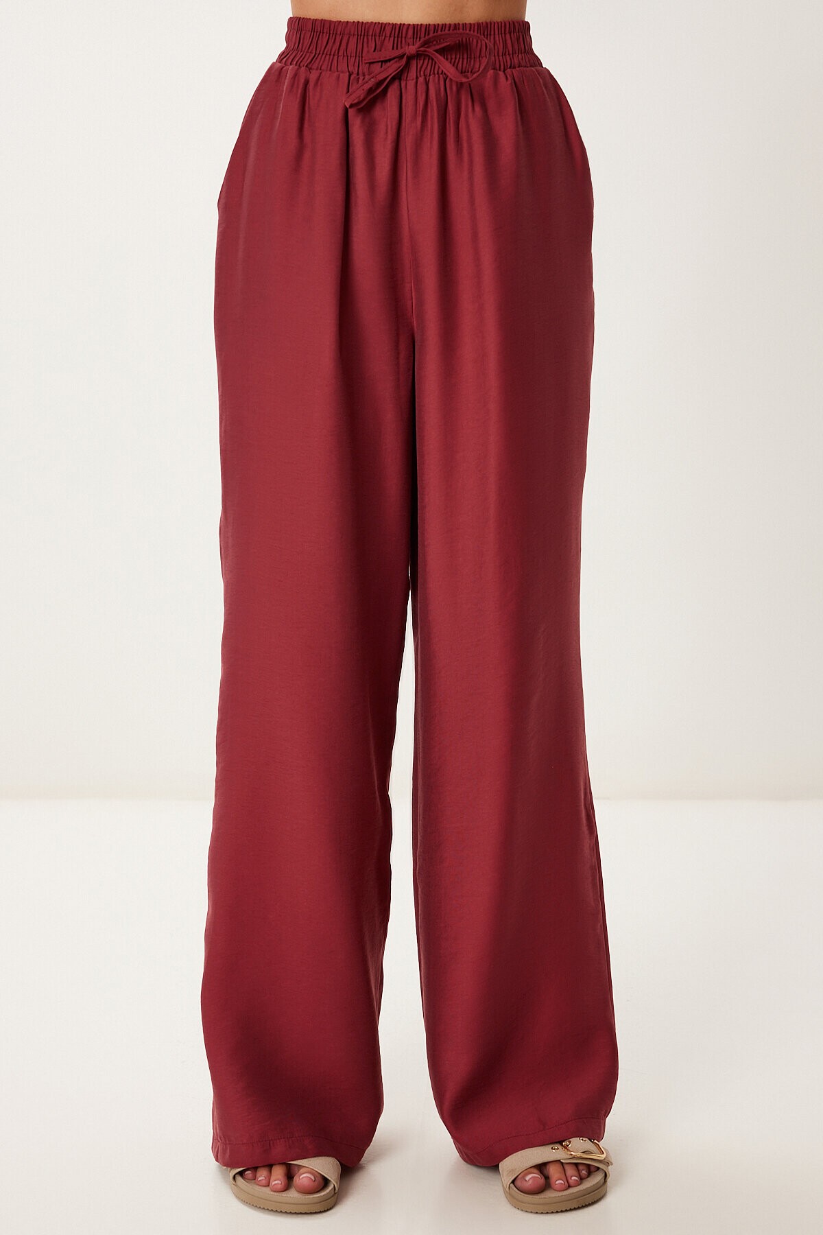 Askılı Modal Bluz Pantolon Takım BORDO LRV0108