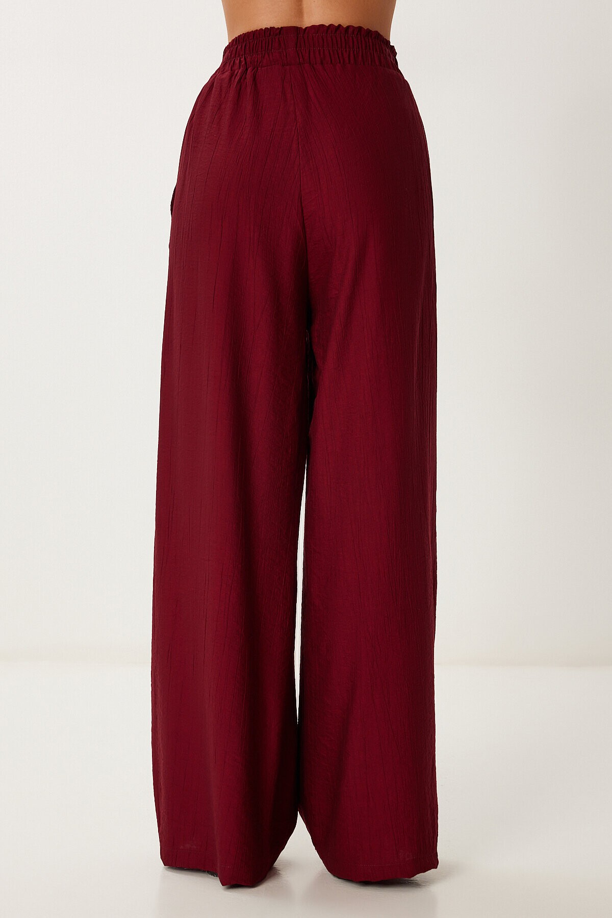 Bağlama Detaylı Bluz Pantolon Takım BORDO LRV0104