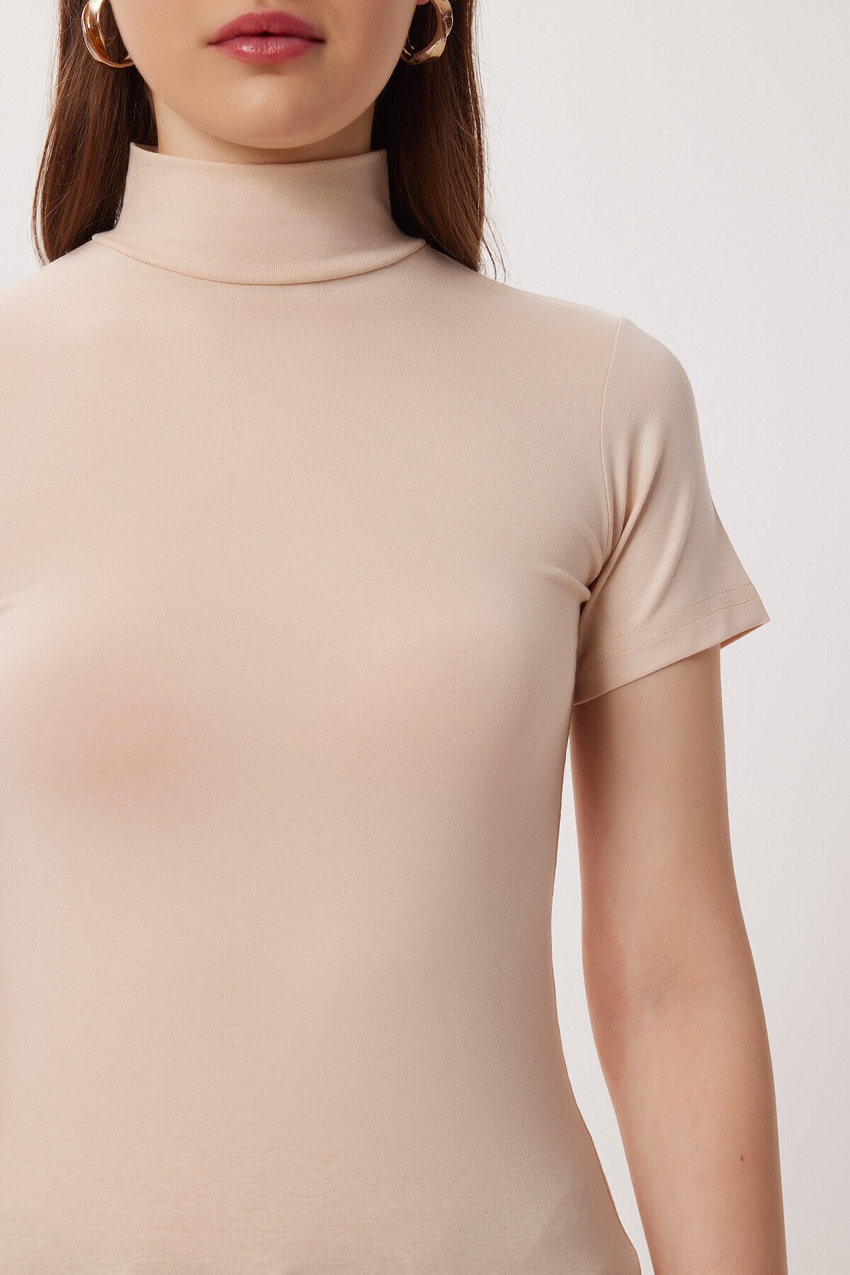 Balıkçı Yaka Basic Viskon Bluz KREM LRN0027
