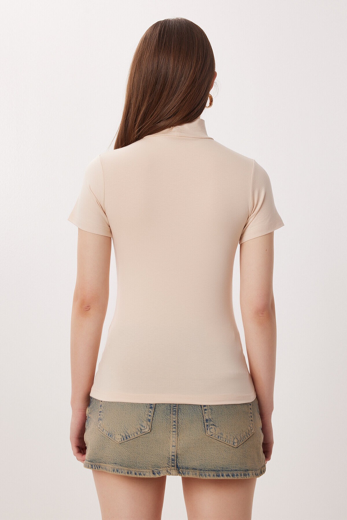 Balıkçı Yaka Basic Viskon Bluz KREM LRN0027