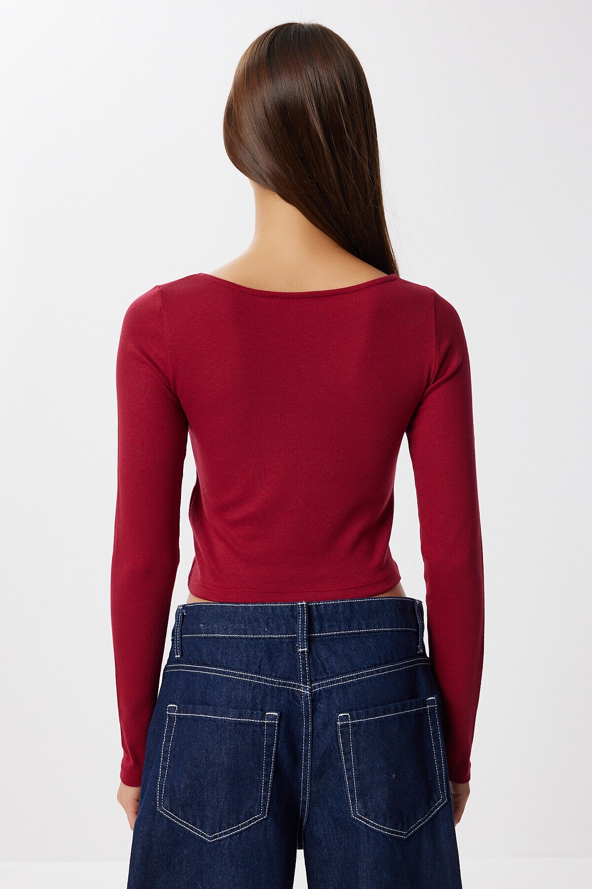 Basic Crop Modal Bluz BORDO LUB0247