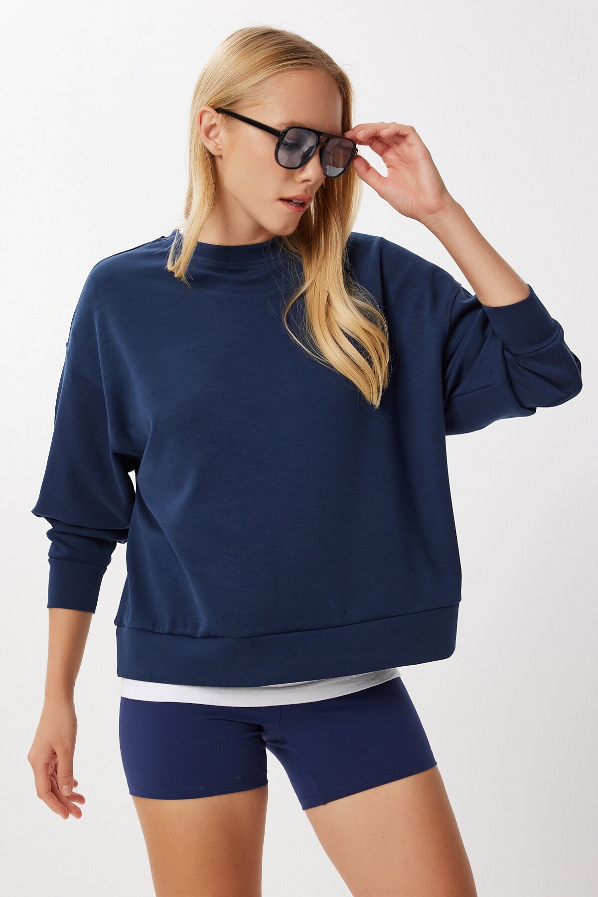 Basic Yumuşak Modal Sweatshirt LACİVERT LUB0245