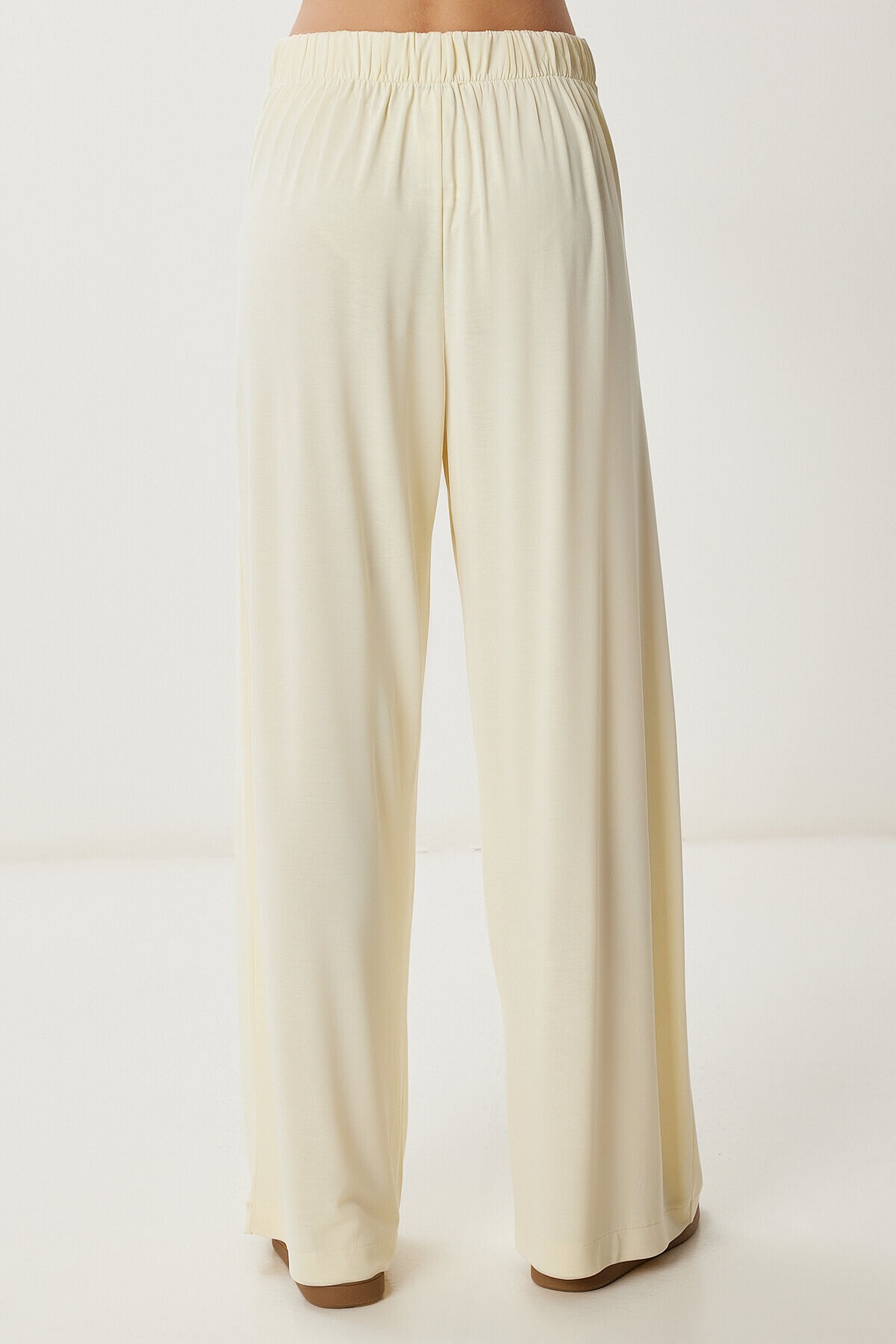 Geniş Paça Dökümlü Modal Pantolon AÇIK SARI LUB0208