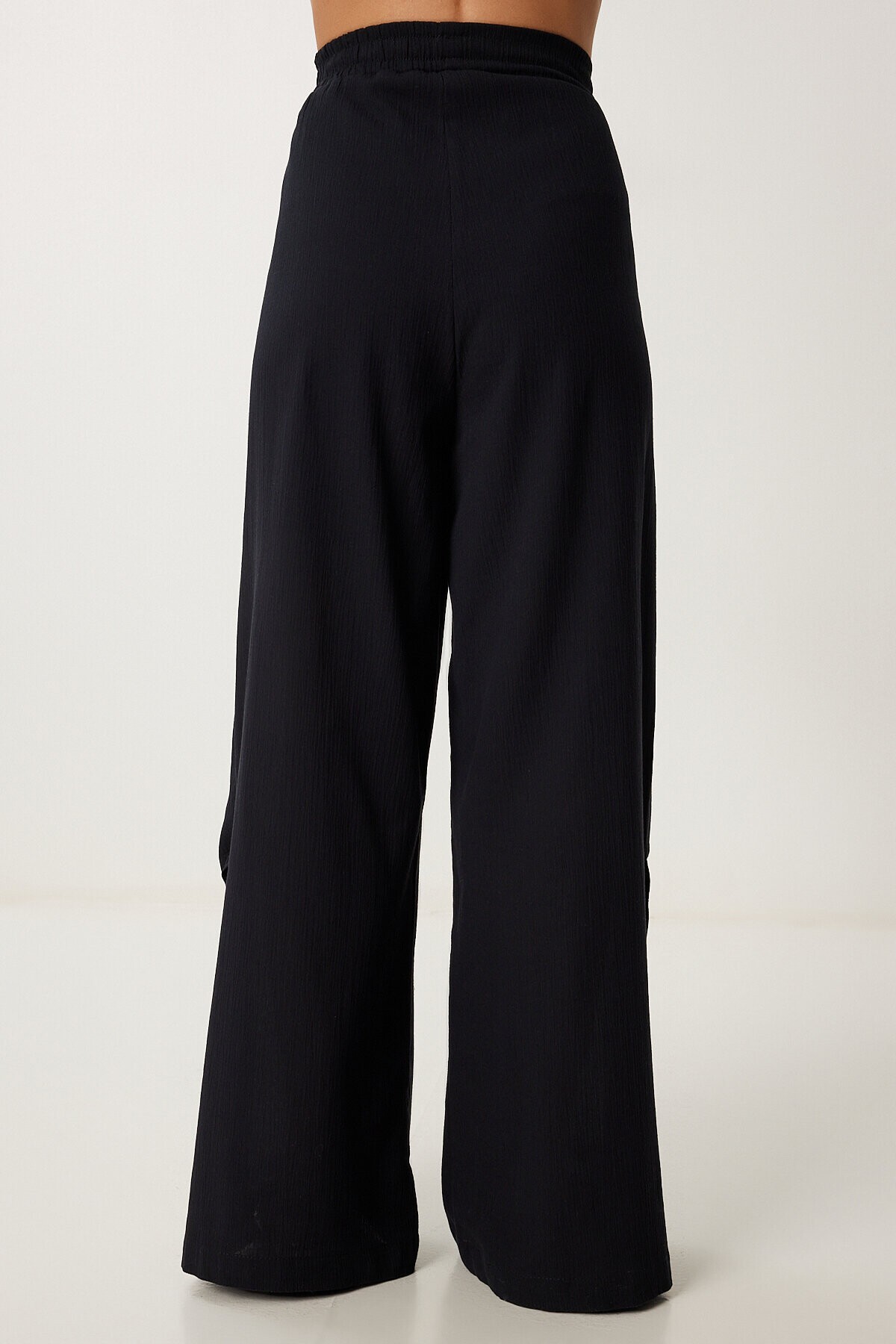 Keten Crop Bluz Pantolon Takım SİYAH LRV0107