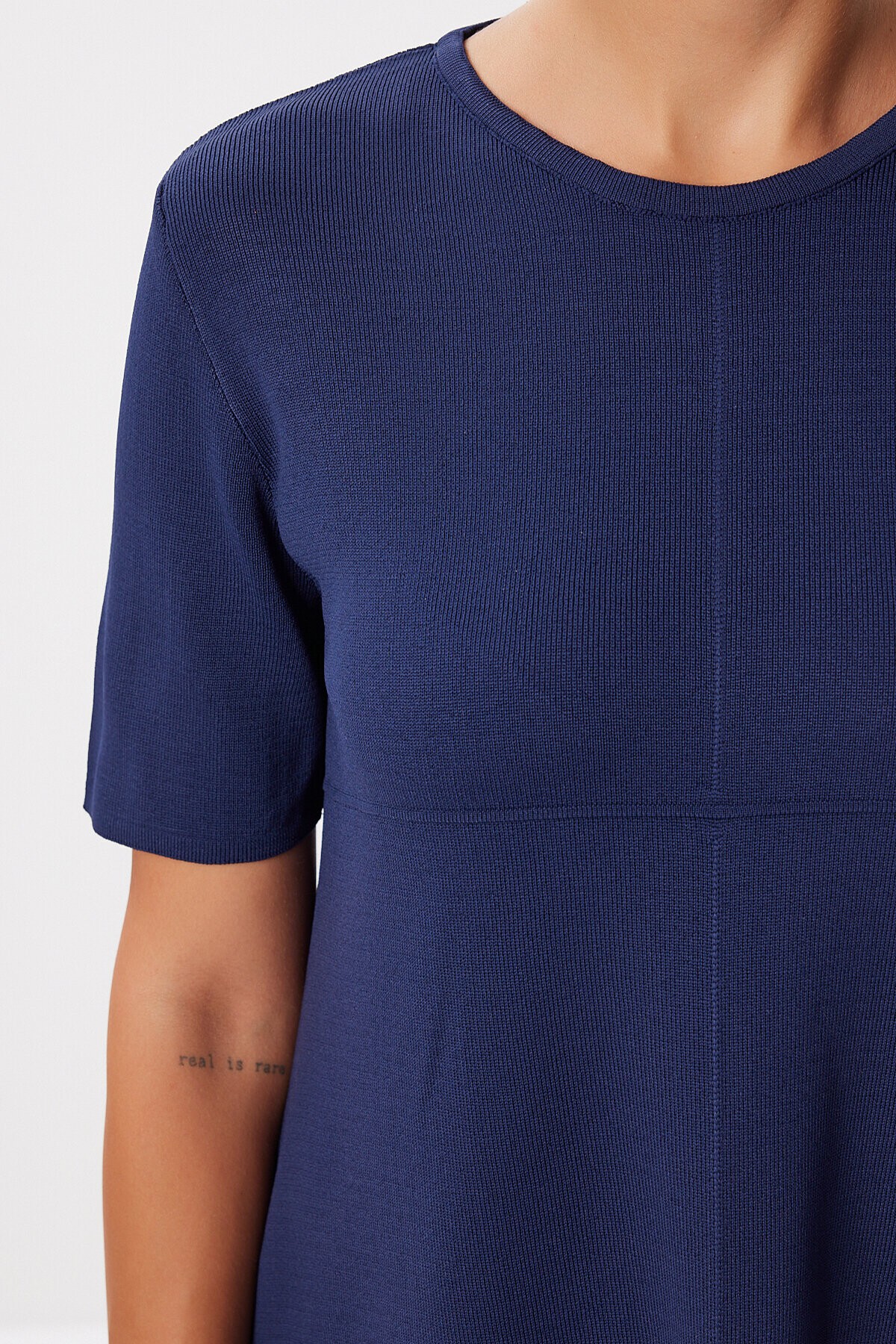Oversize Basic Triko Elbise LACİVERT LUB0161