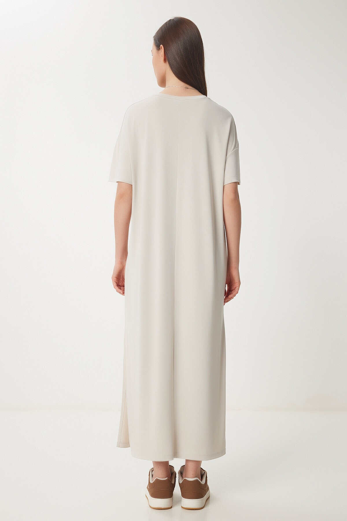 Oversize Basic Yazlık Örme Elbise TAŞ LUB0082
