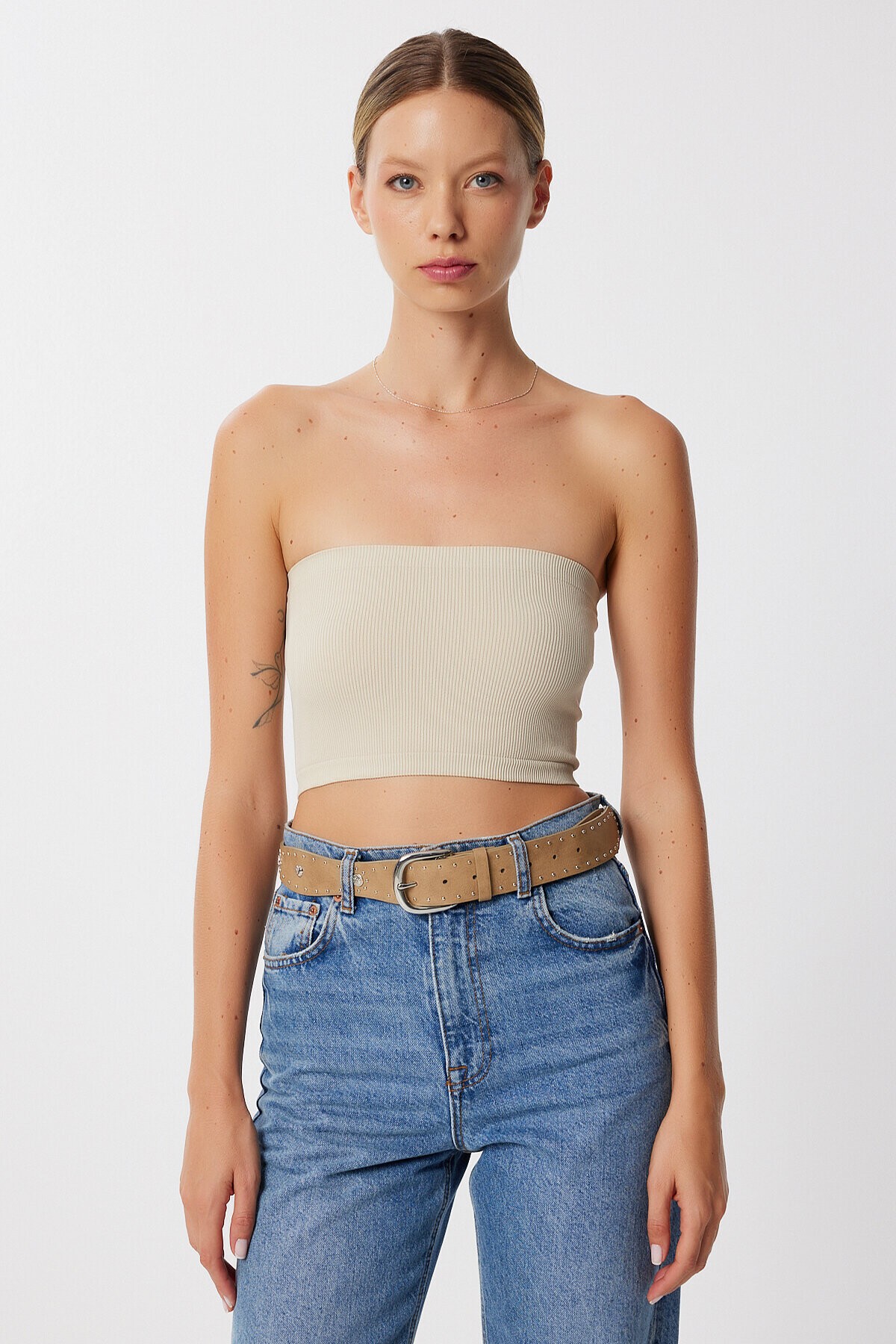 Straplez Fitilli Örme 2li Paket Büstiyer TAŞ ANTRASİT LUB0211