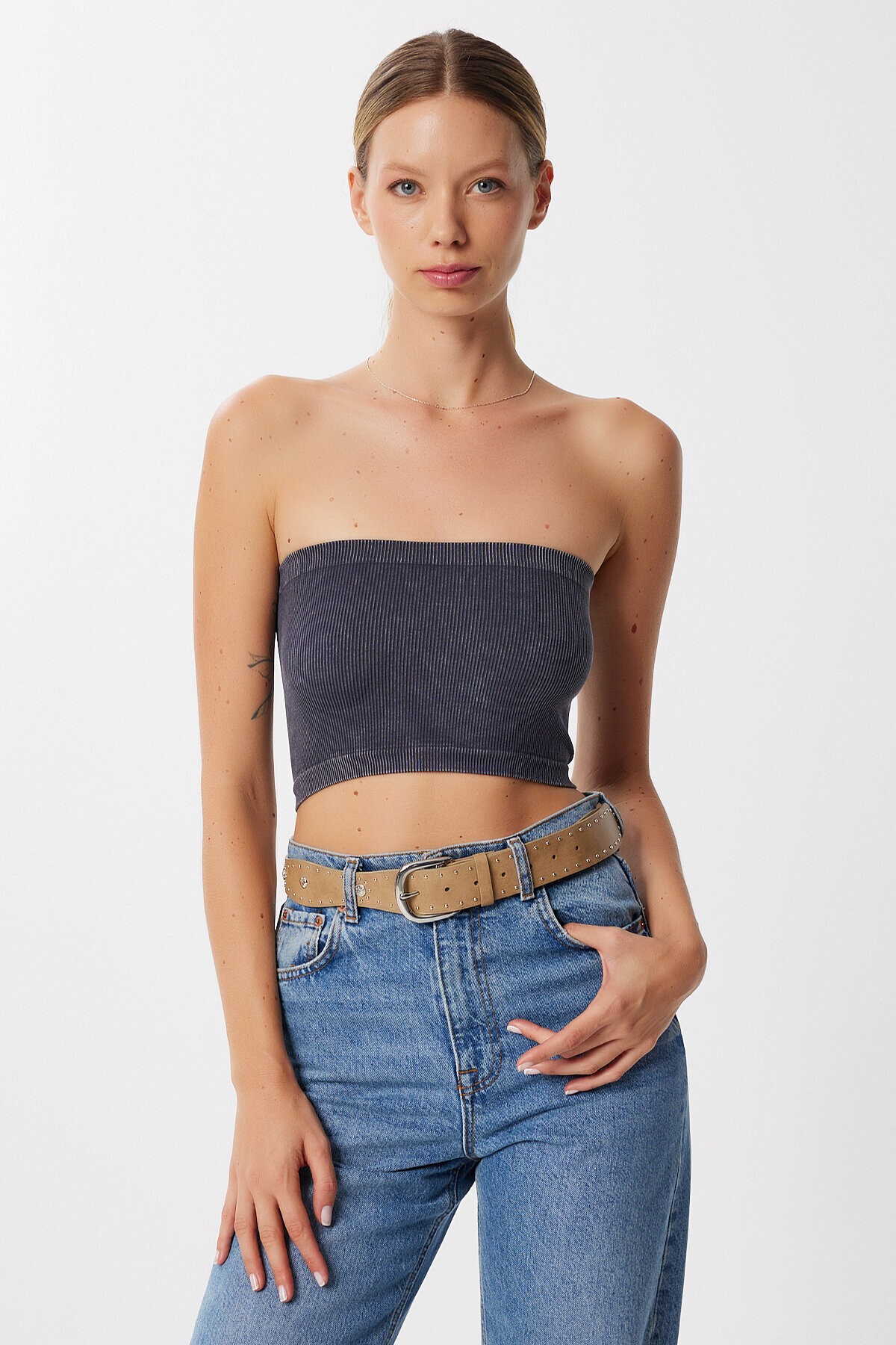 Straplez Fitilli Örme Büstiyer ANTRASİT LUB0218