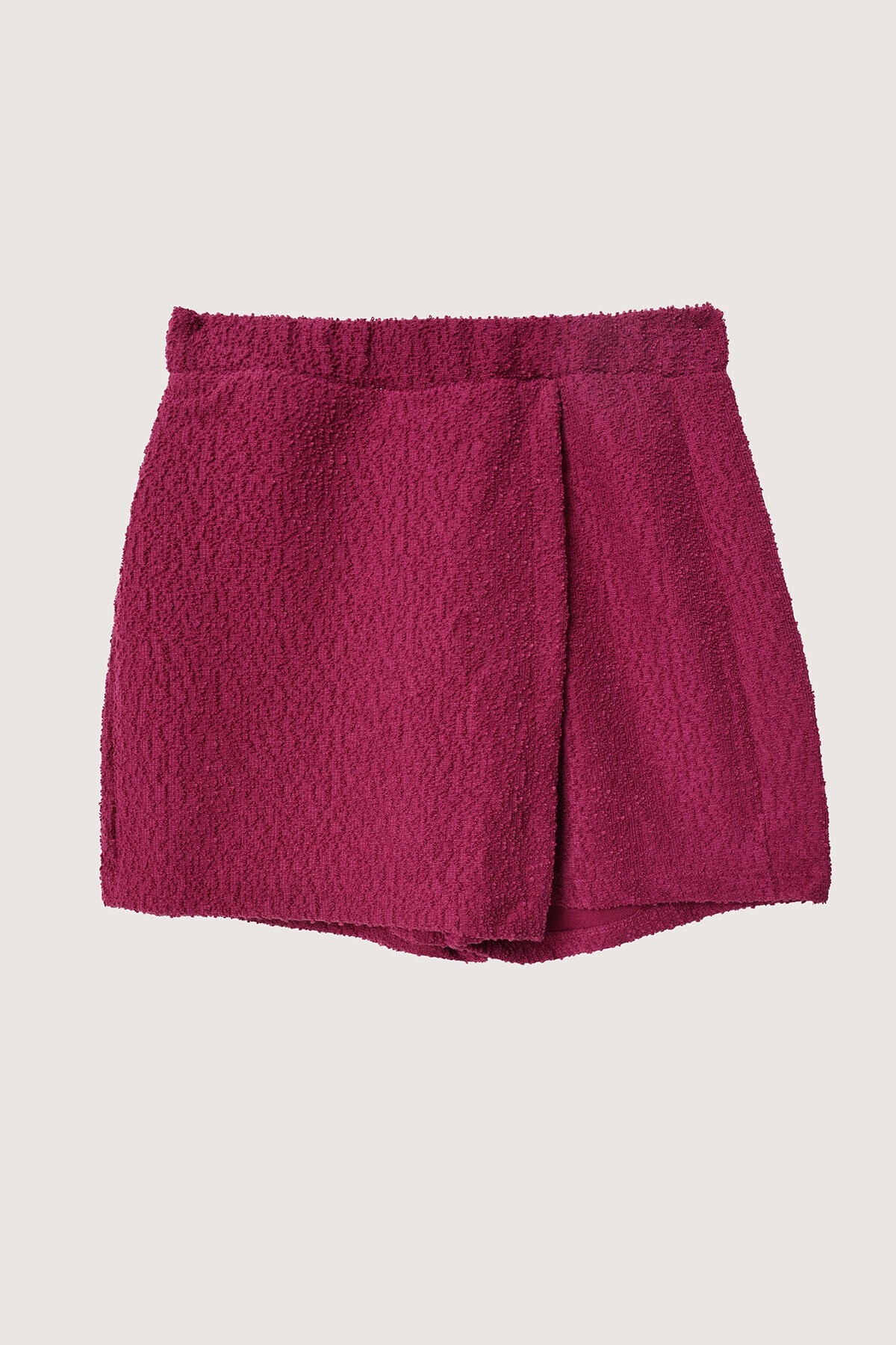 Asimetrik Mini Tüvit Şort Etek KOYU PEMBE LZE0016