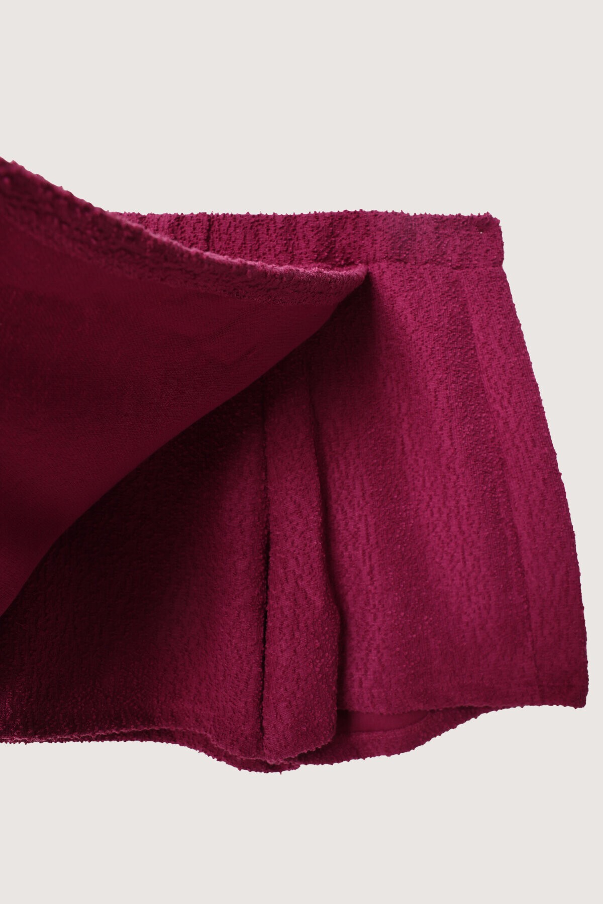Asimetrik Mini Tüvit Şort Etek KOYU PEMBE LZE0016