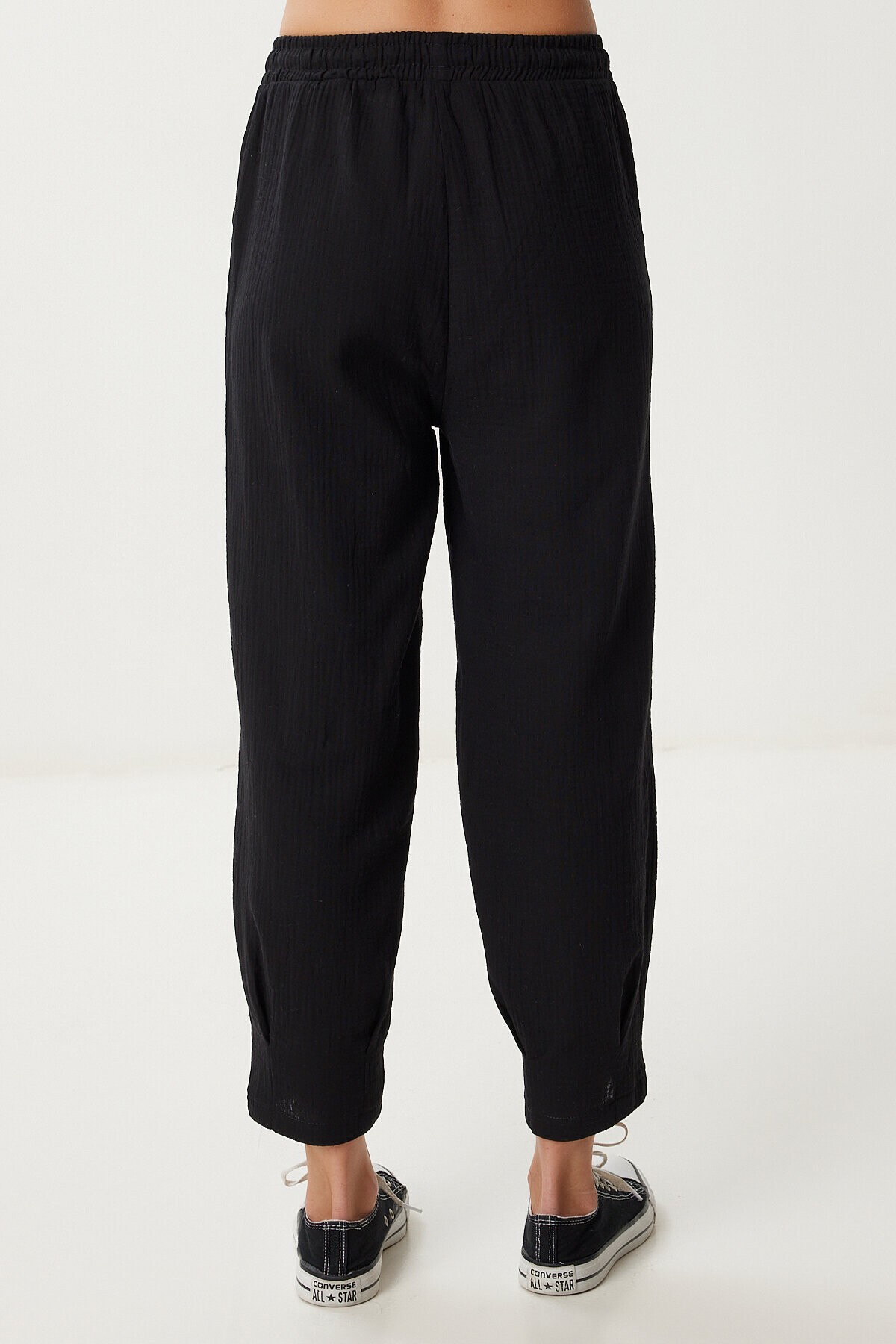 Cepli Müslin Şalvar Pantolon SİYAH LYY0111