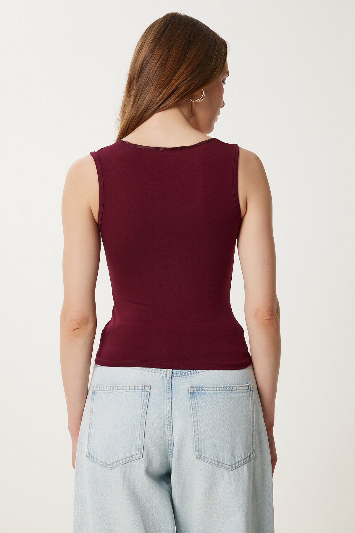 Dantel Detaylı Örme Bodysuit BORDO LZV0016
