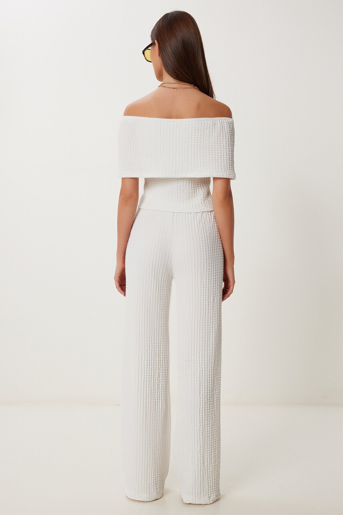 Dokulu Bluz Pantolon Takım EKRU LZV0014