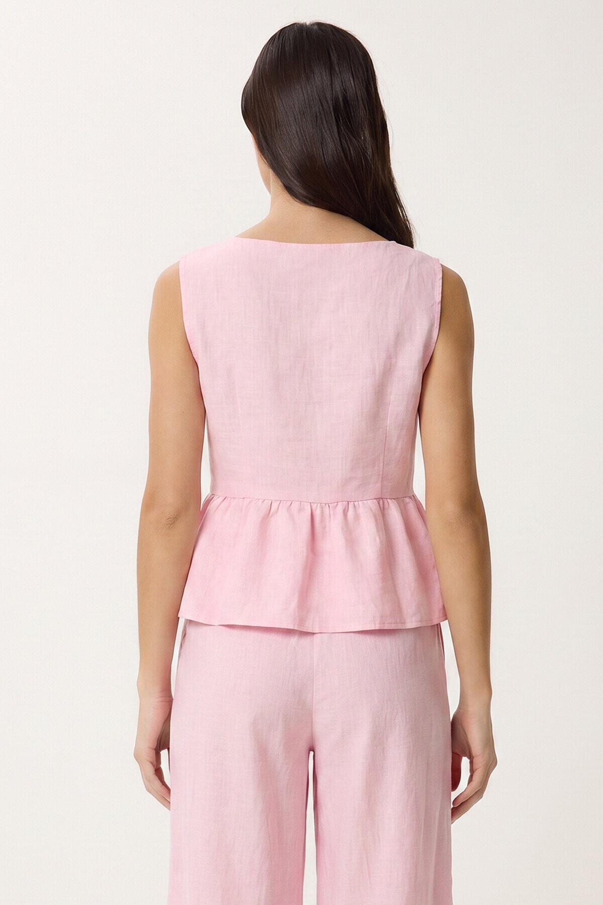 Keten Bluz Pantolon Takım ŞEKER PEMBE LAZ0009