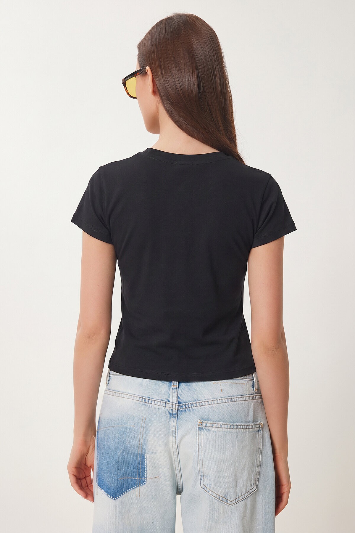 Nakış İşlemeli Pamuklu Örme T-shirt LACİVERT LCR0127