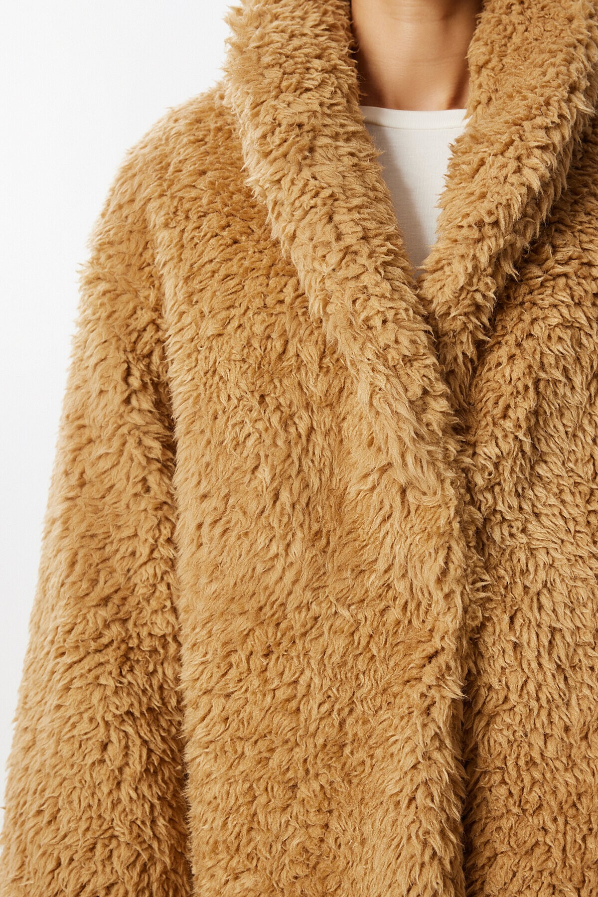 Oversize Suni Kürk Kaban CAMEL LVW0008