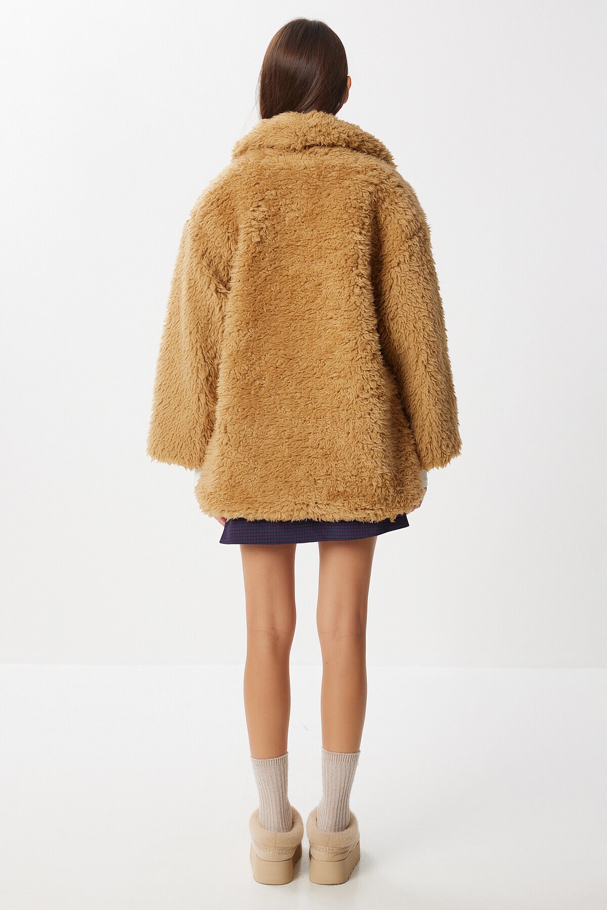 Oversize Suni Kürk Kaban CAMEL LVW0008