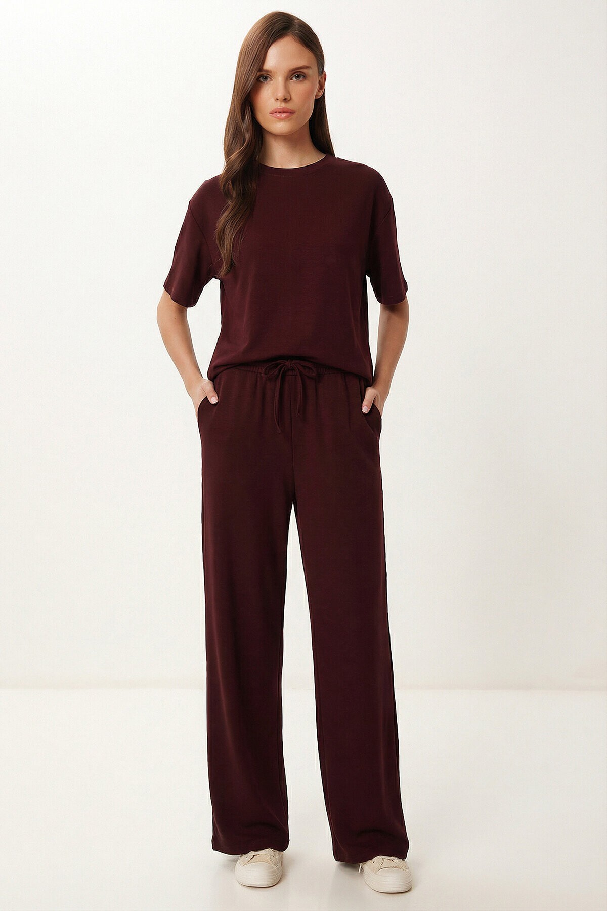 Rahat Esnek Modal Alt-Üst Takım BORDO LZV0056