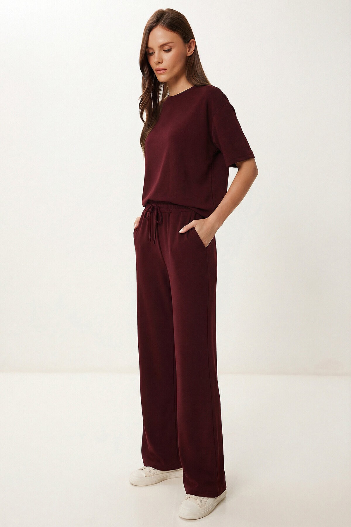 Rahat Esnek Modal Alt-Üst Takım BORDO LZV0056