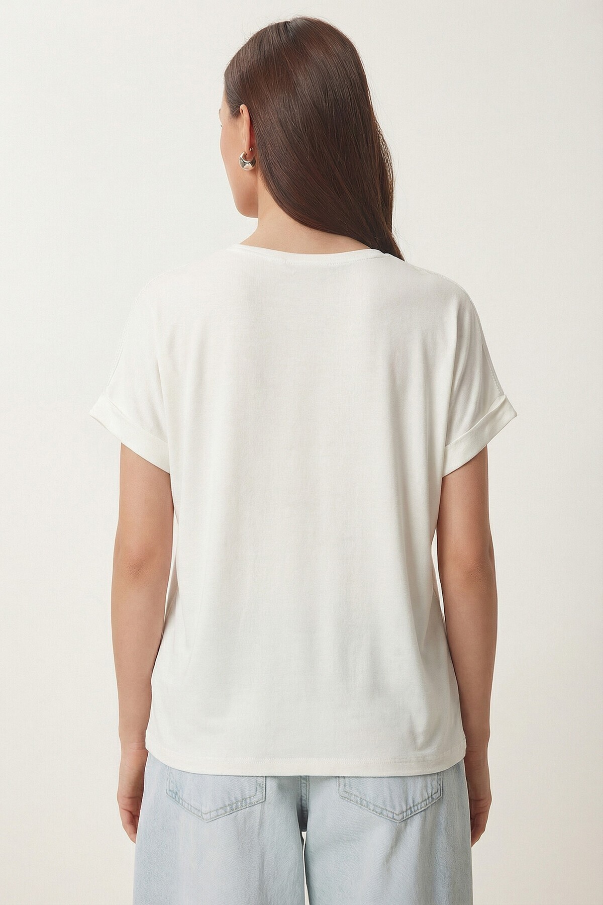 2’li Paket Güpür Detaylı Viskon T-shirt HAKİ EKRU LRN0067