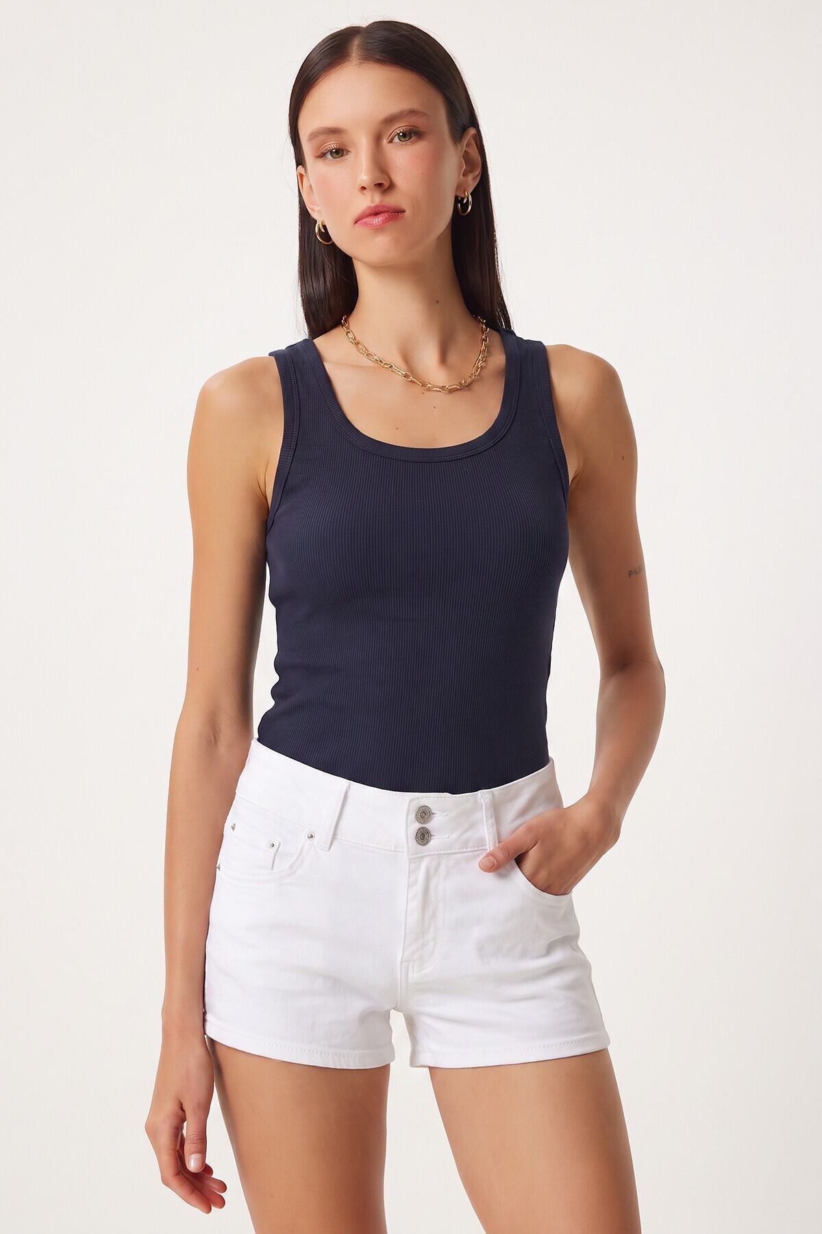 3lü Fitilli Kalın Askılı Örme Atlet GRİ YEŞİL LACİVERT LRN0060