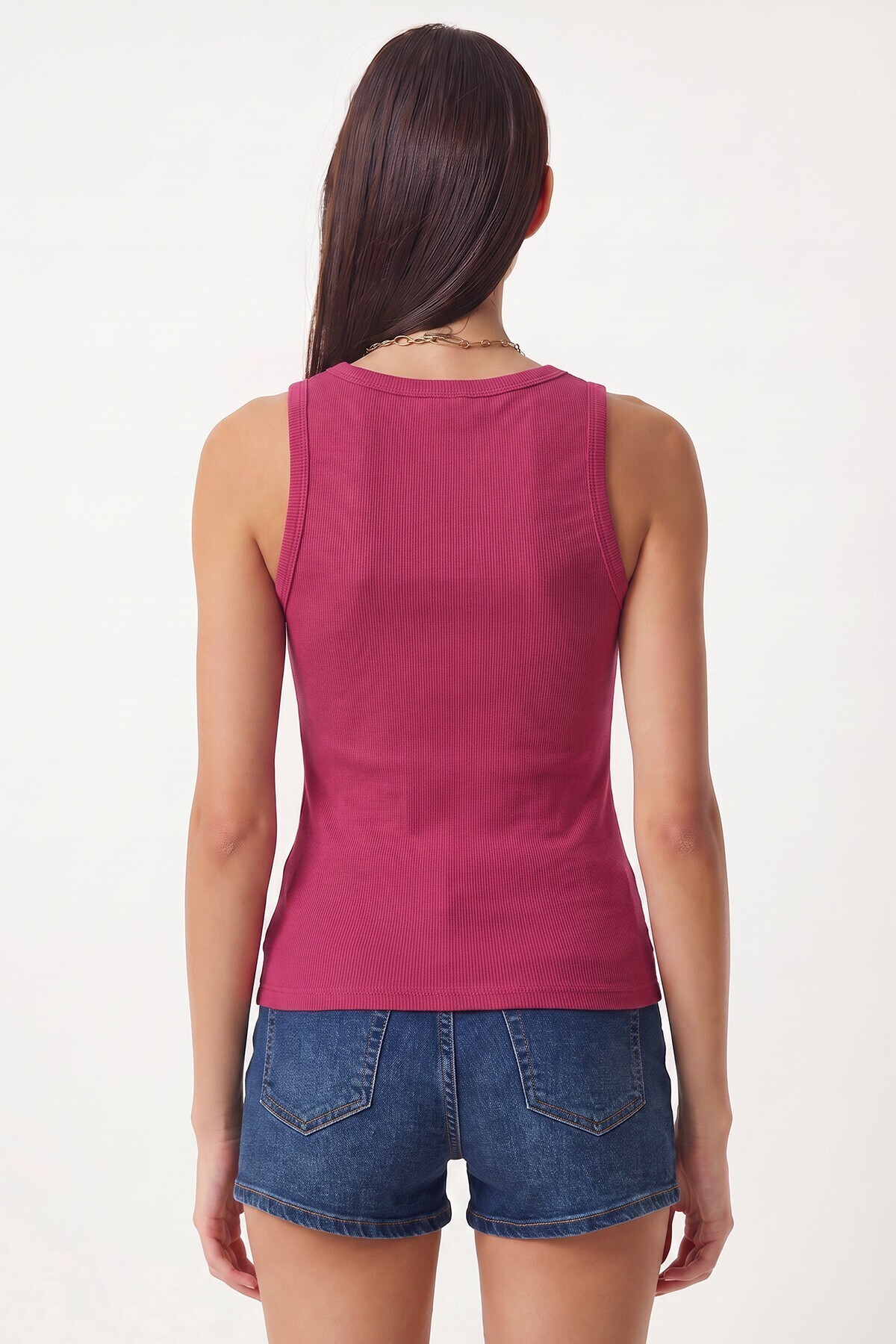 3lü Fitilli Kalın Askılı Örme Atlet KOYU MAVİ KOYU PEMBE GRİ LRN0060