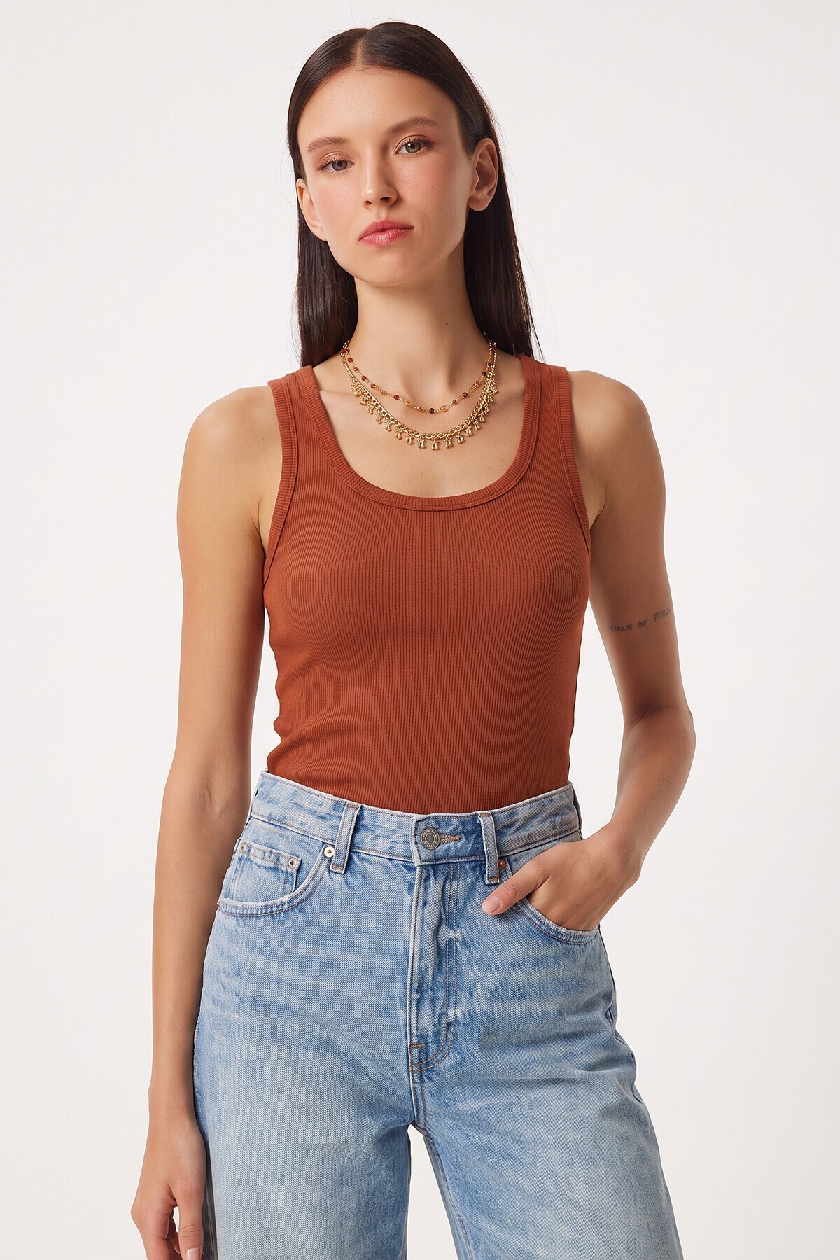 3lü Fitilli Kalın Askılı Örme Atlet YEŞİL LACİVERT KİREMİT LRN0060