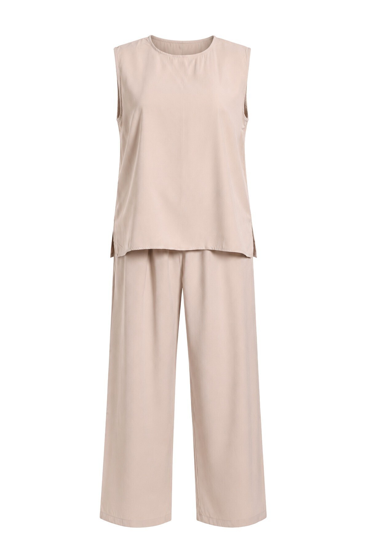 3’lü Gömlek Bluz Pantolon Gabardin Takım KREM LBY0071