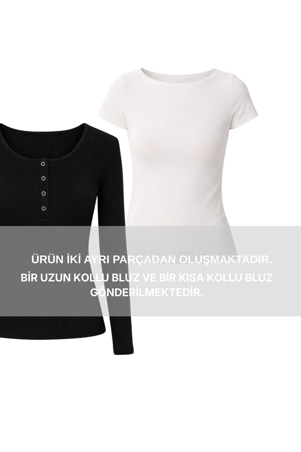3’lü Paket Katmanlı Çıtçıtlı Fitilli Örme Bluz SİYAH GRİ MELANJ KAHVERENGİ LRN0062