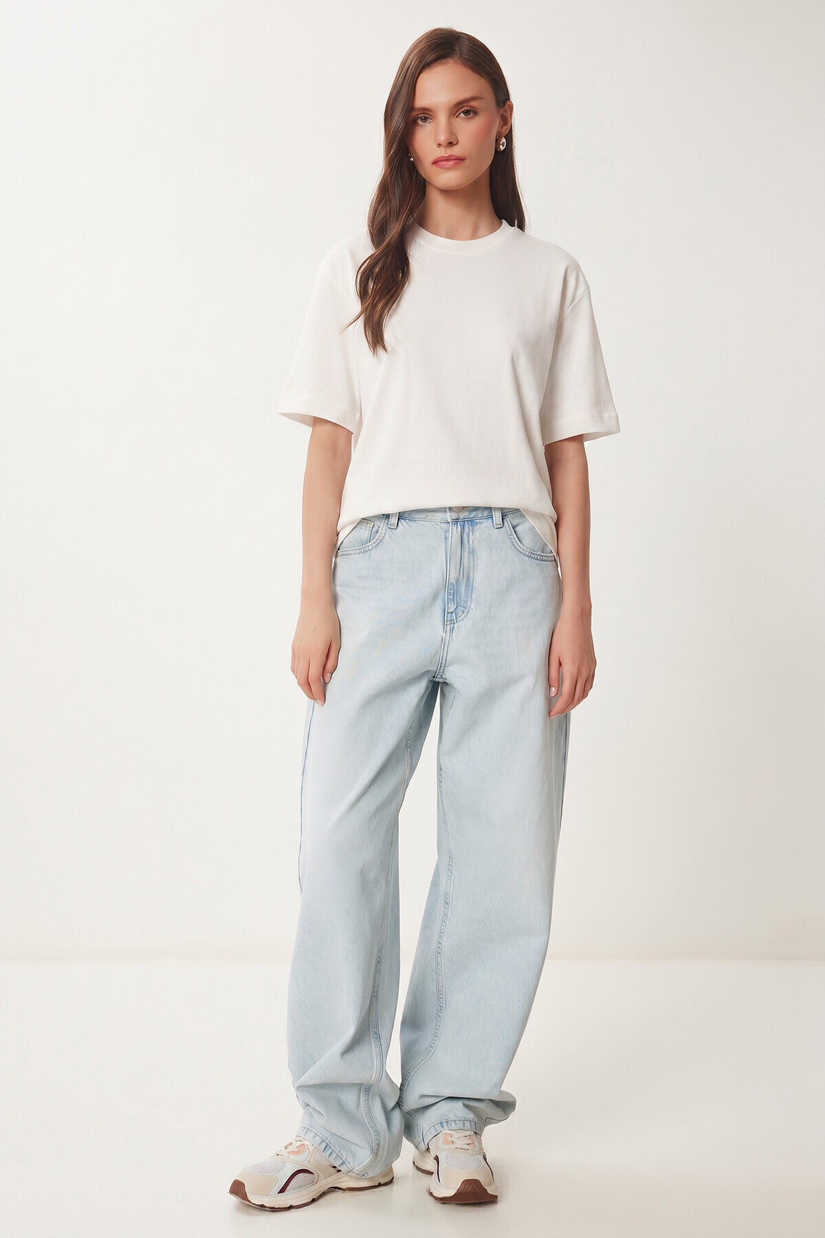 Basic Pamuklu Örme T-shirt EKRU LUS0094