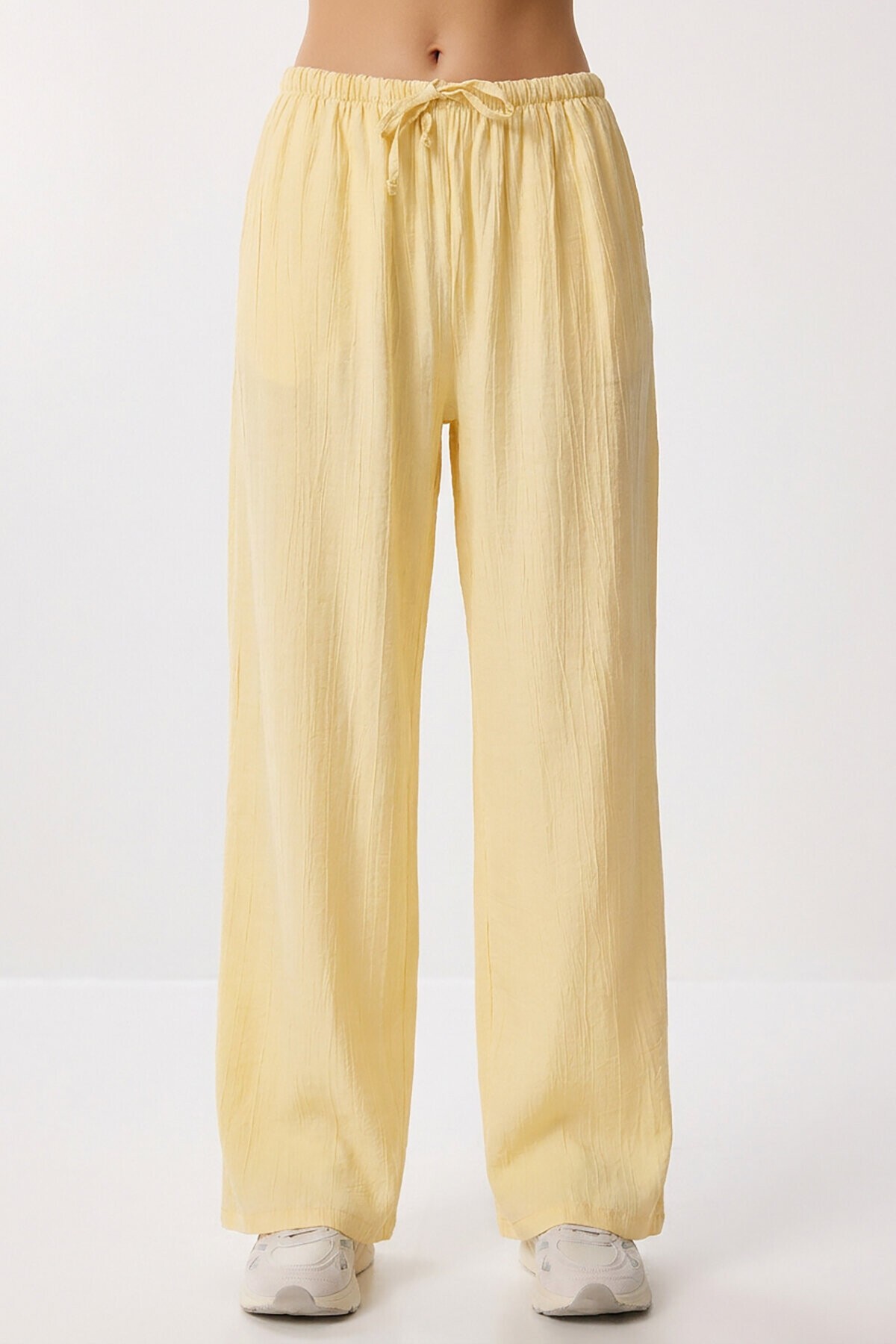 Cepli Geniş Paça Yazlık Pantolon SARI LUB0343