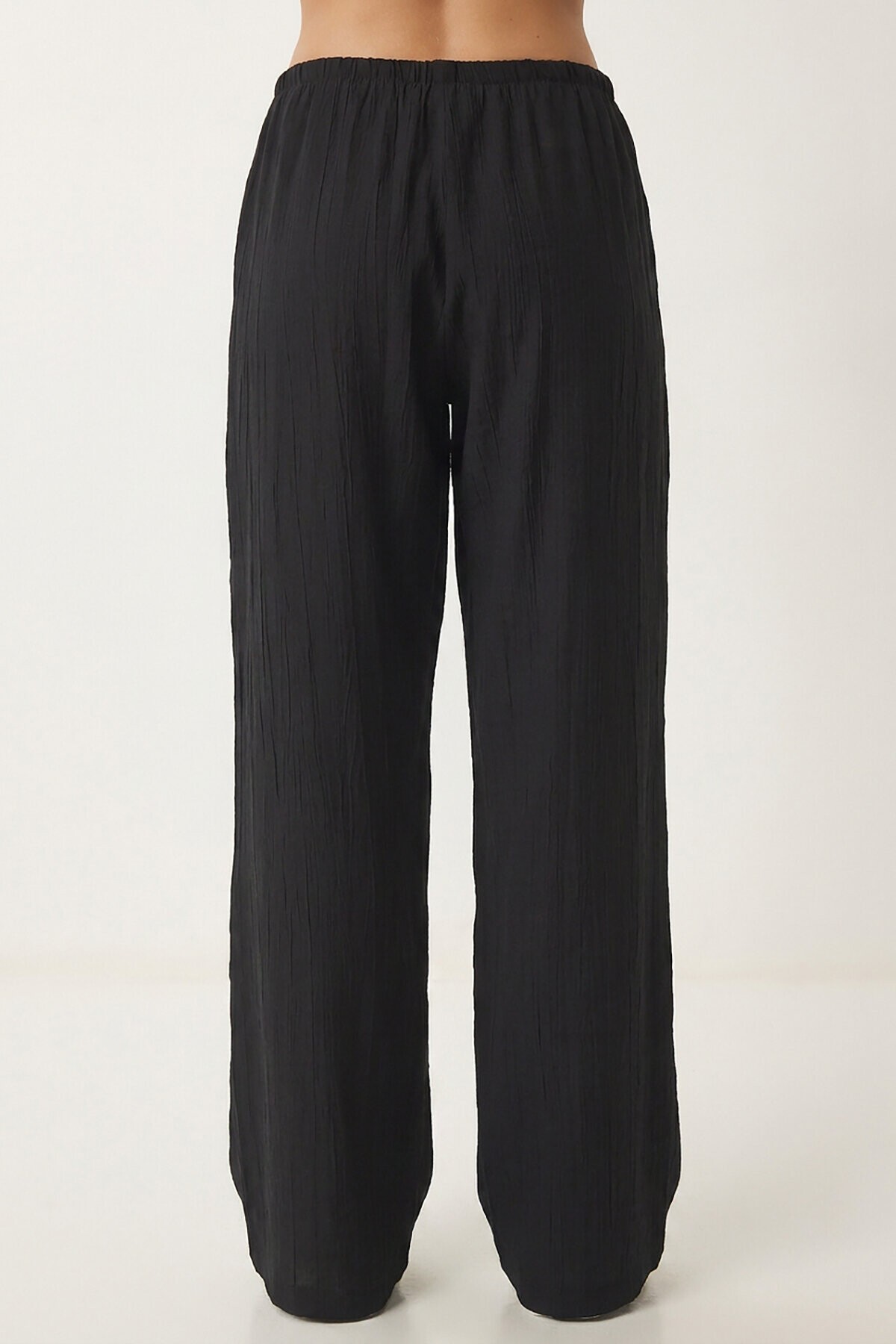 Cepli Geniş Paça Yazlık Pantolon SİYAH LUB0343