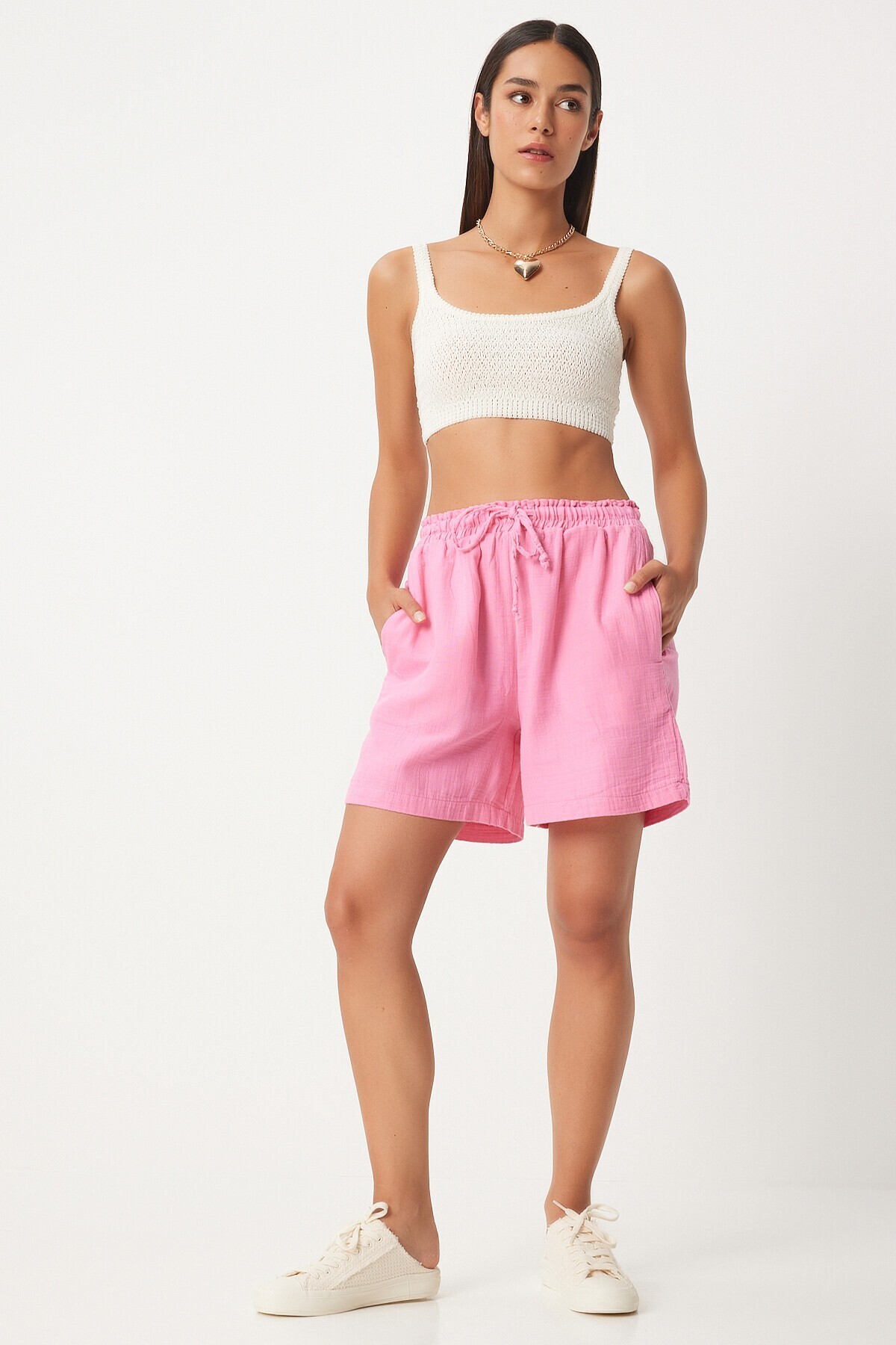 Cepli Müslin Şort PEMBE LMX0011