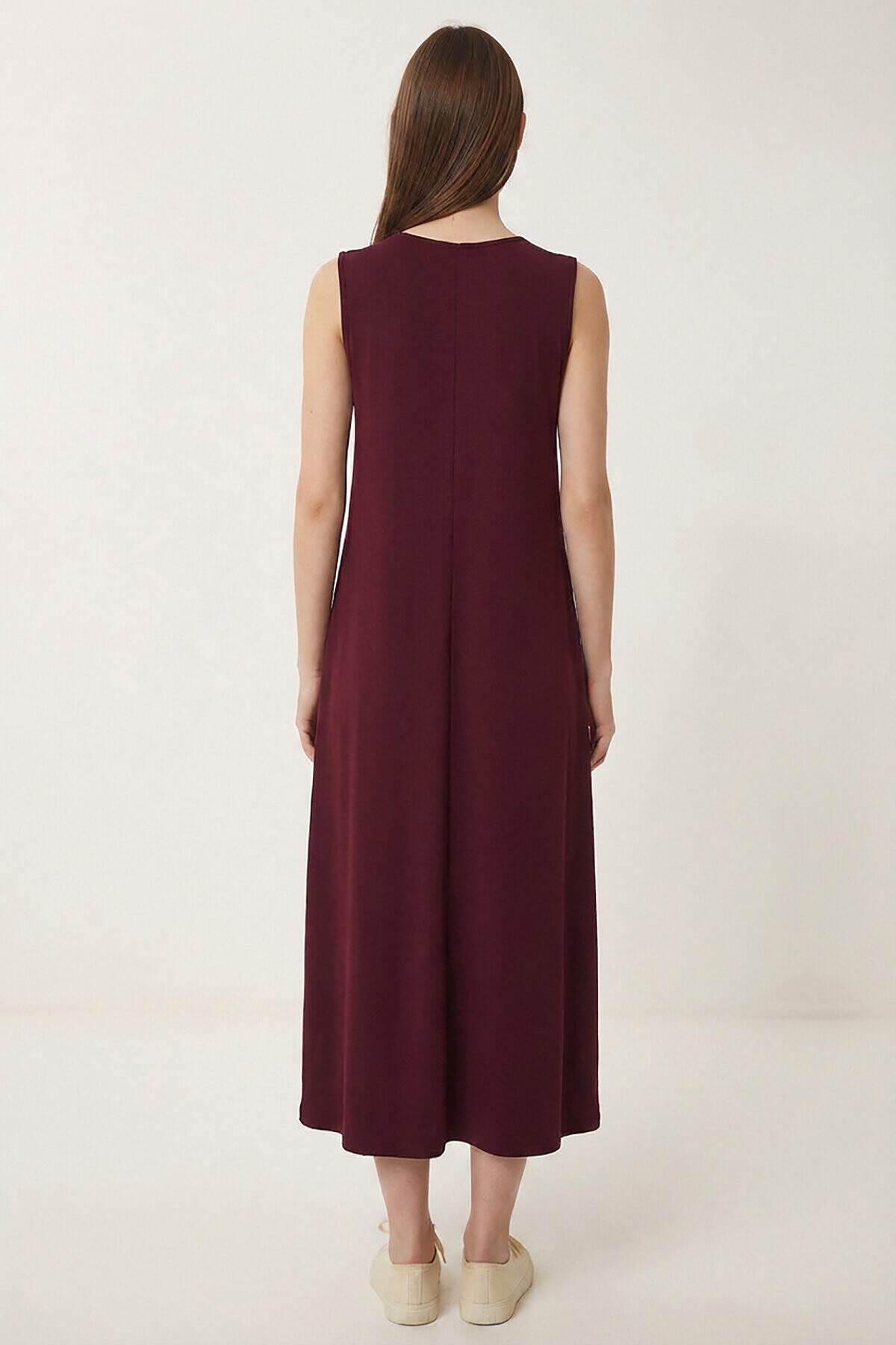 Cepli Yazlık Örme Elbise BORDO LRN0032
