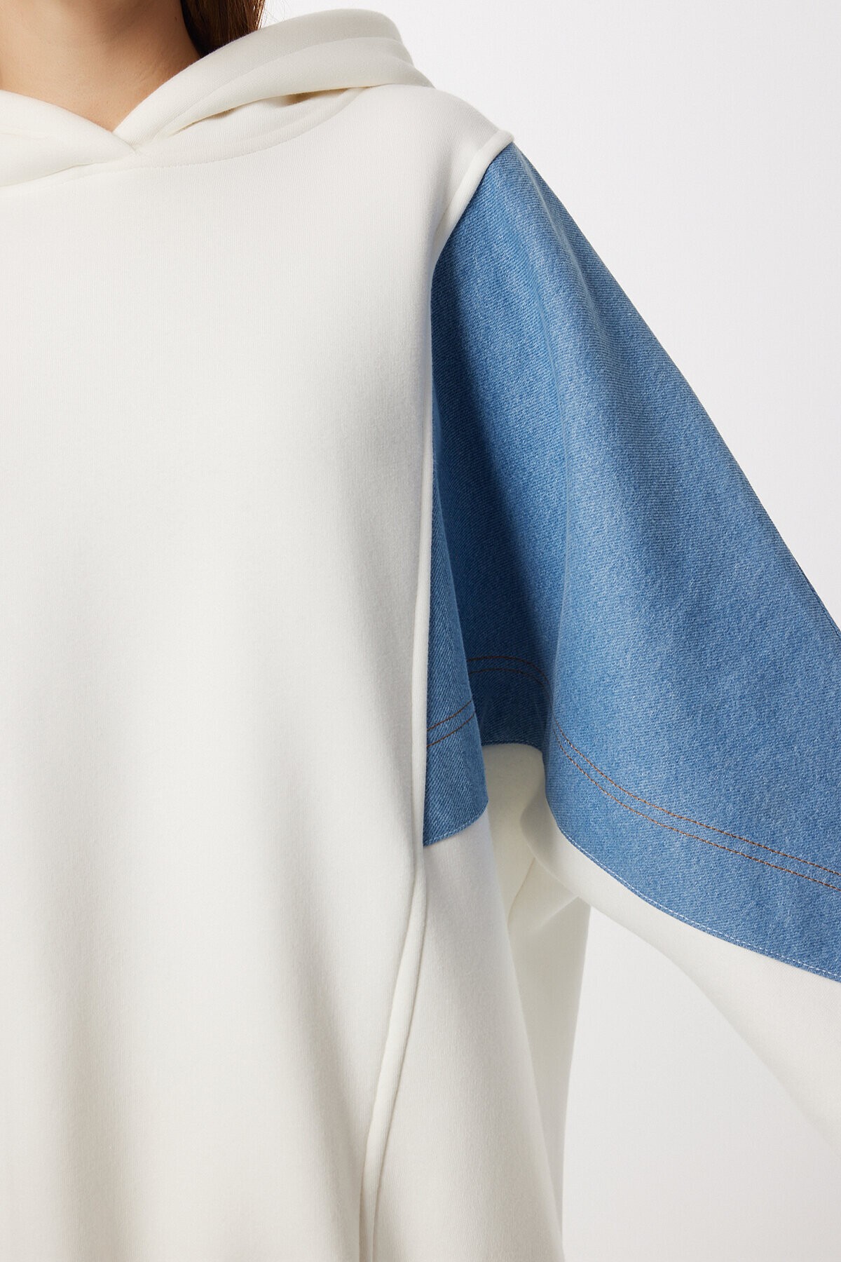 Denim Renk Bloklu Alt-Üst Takım EKRU HFG0006