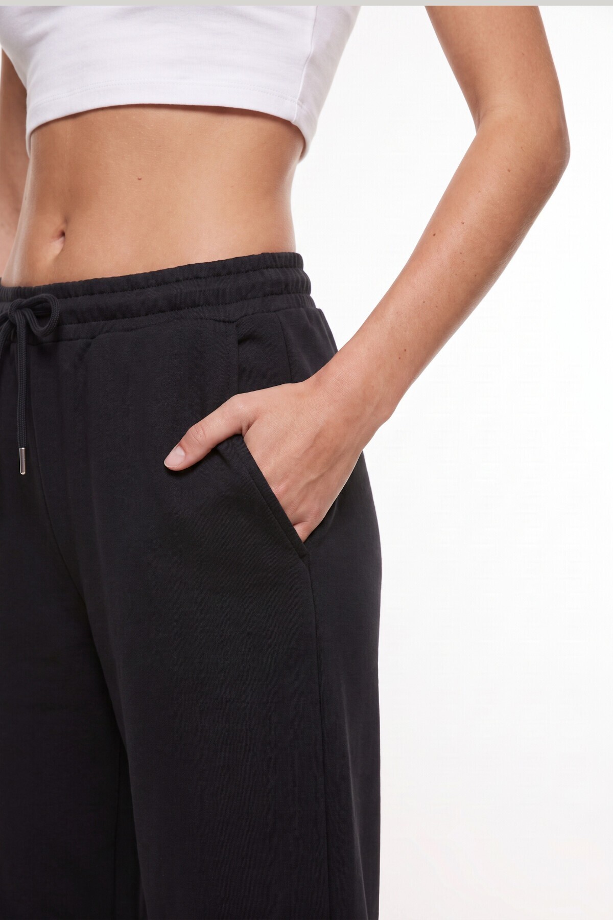 Geniş Paça Modal Eşofman Altı PARLAK SİYAH LUB0070