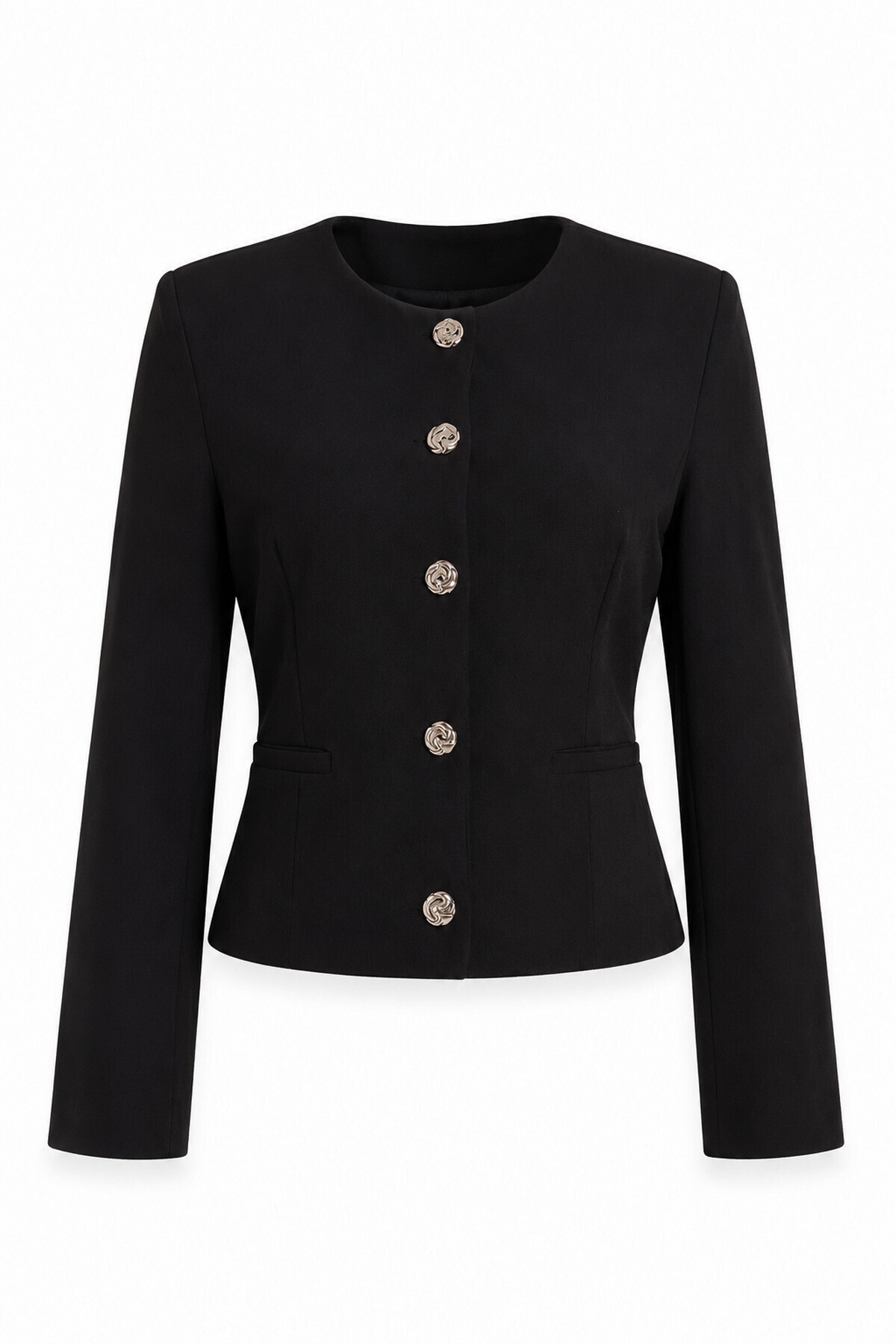 Gold Düğmeli Dokuma Ceket-Pantolon Takım SİYAH LAZ0014
