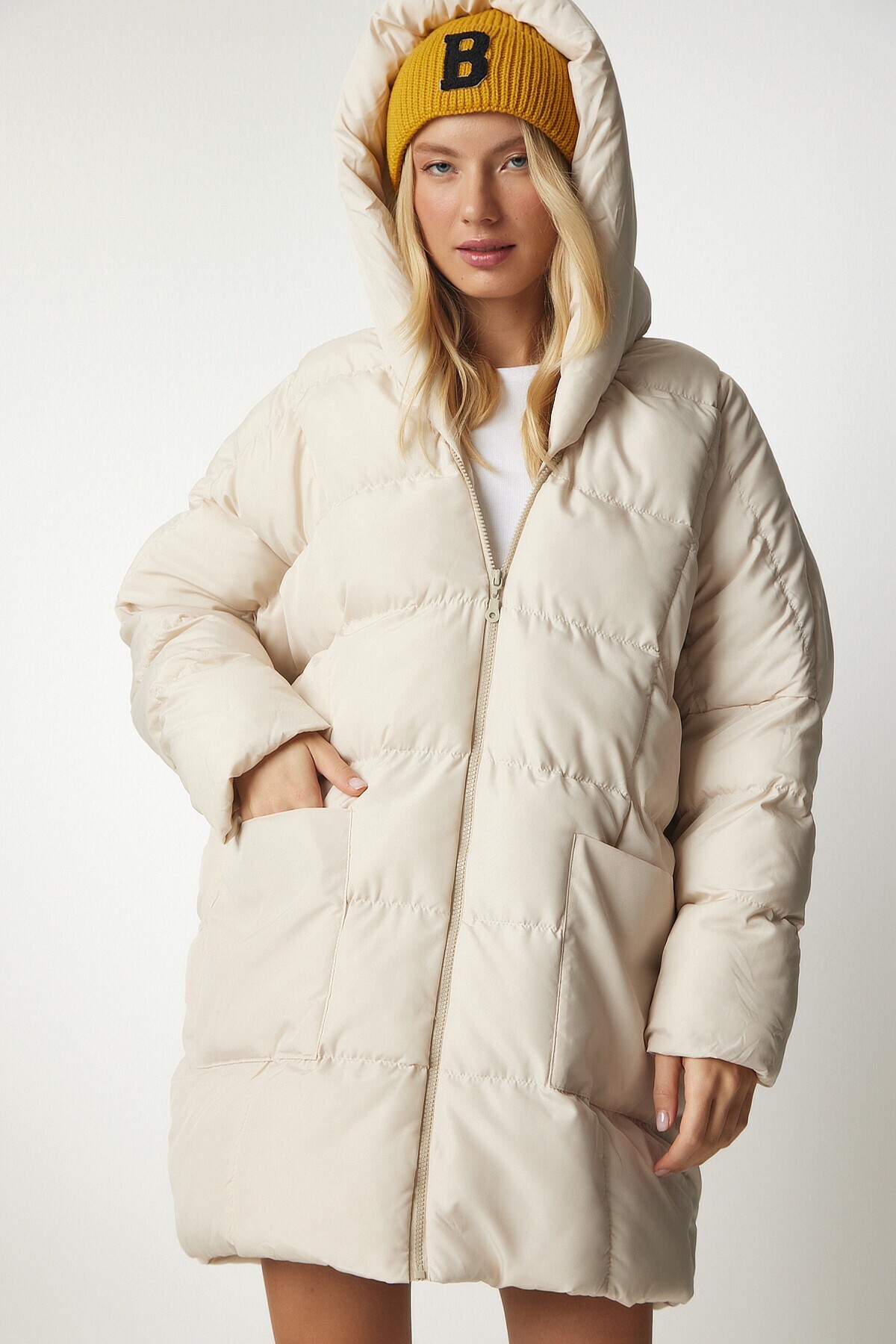 Kapüşonlu Oversize Şişme Kaban TAŞ LNT0002