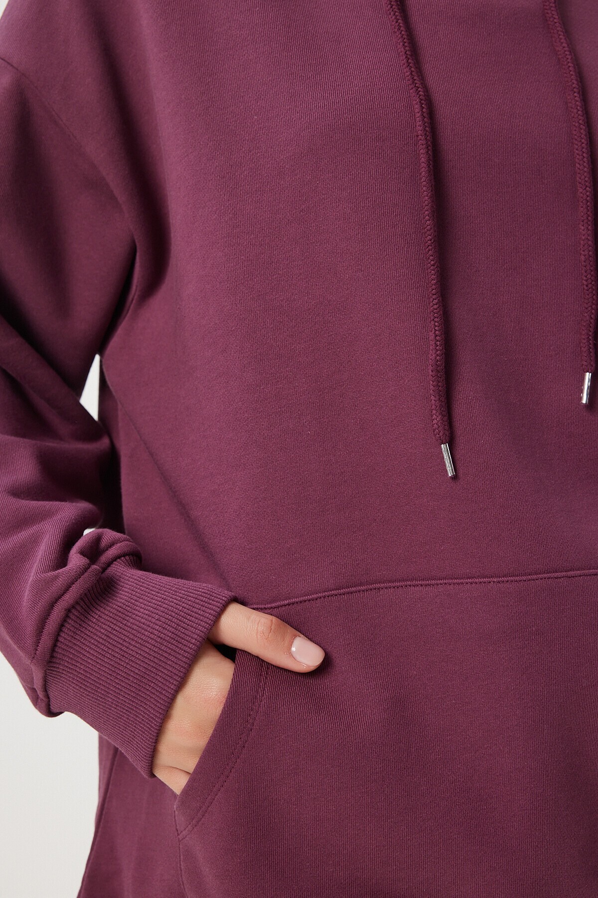 Kapüşonlu Sweatshirt Jogger Oversize Örme Eşofman Takımı BORDO LPYS003