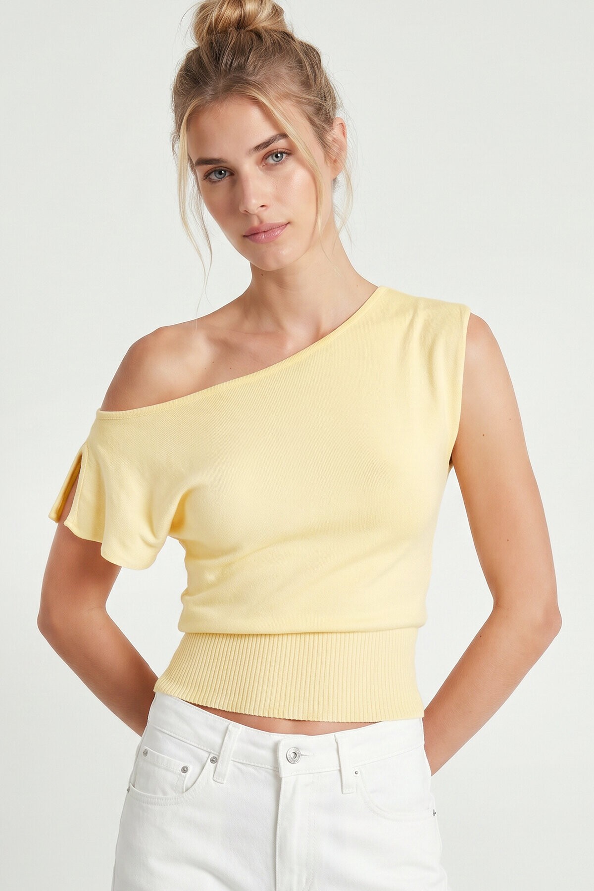 Kayık Yaka Bluz SARI LUB0359